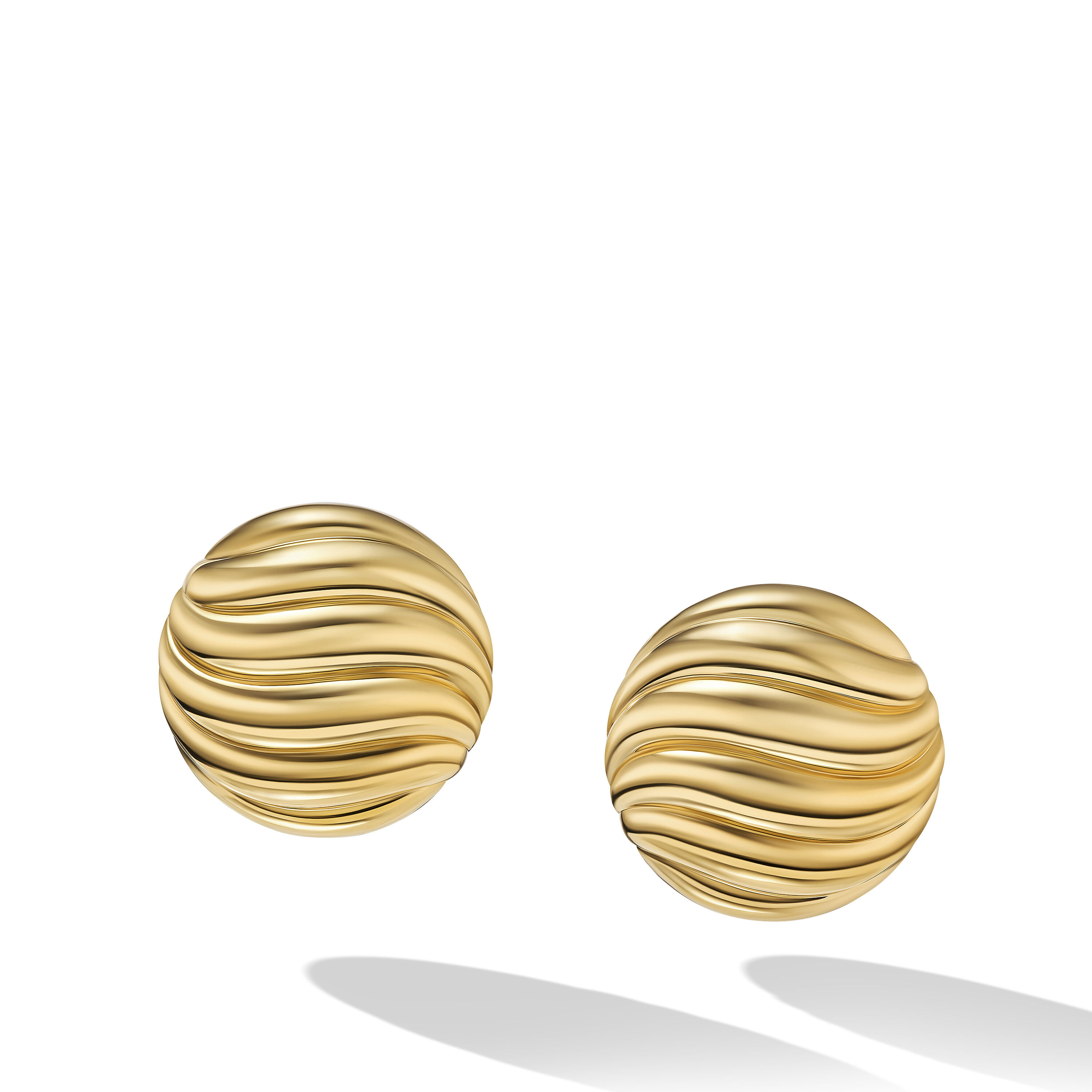 Sculpted Cable Stud Earrings in 18K Yellow Gold, 14mm