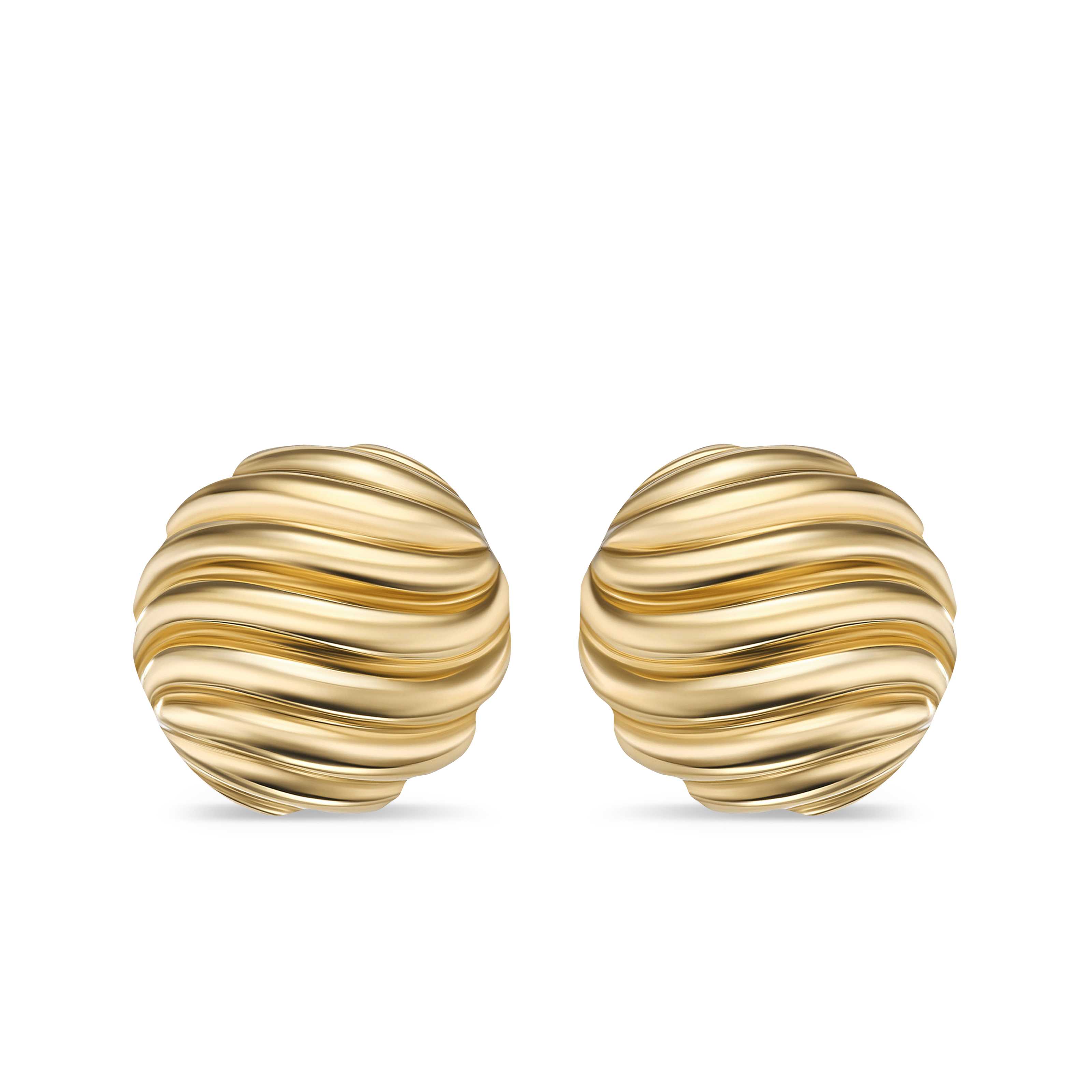 Sculpted Cable Stud Earrings in 18K Yellow Gold, 14mm