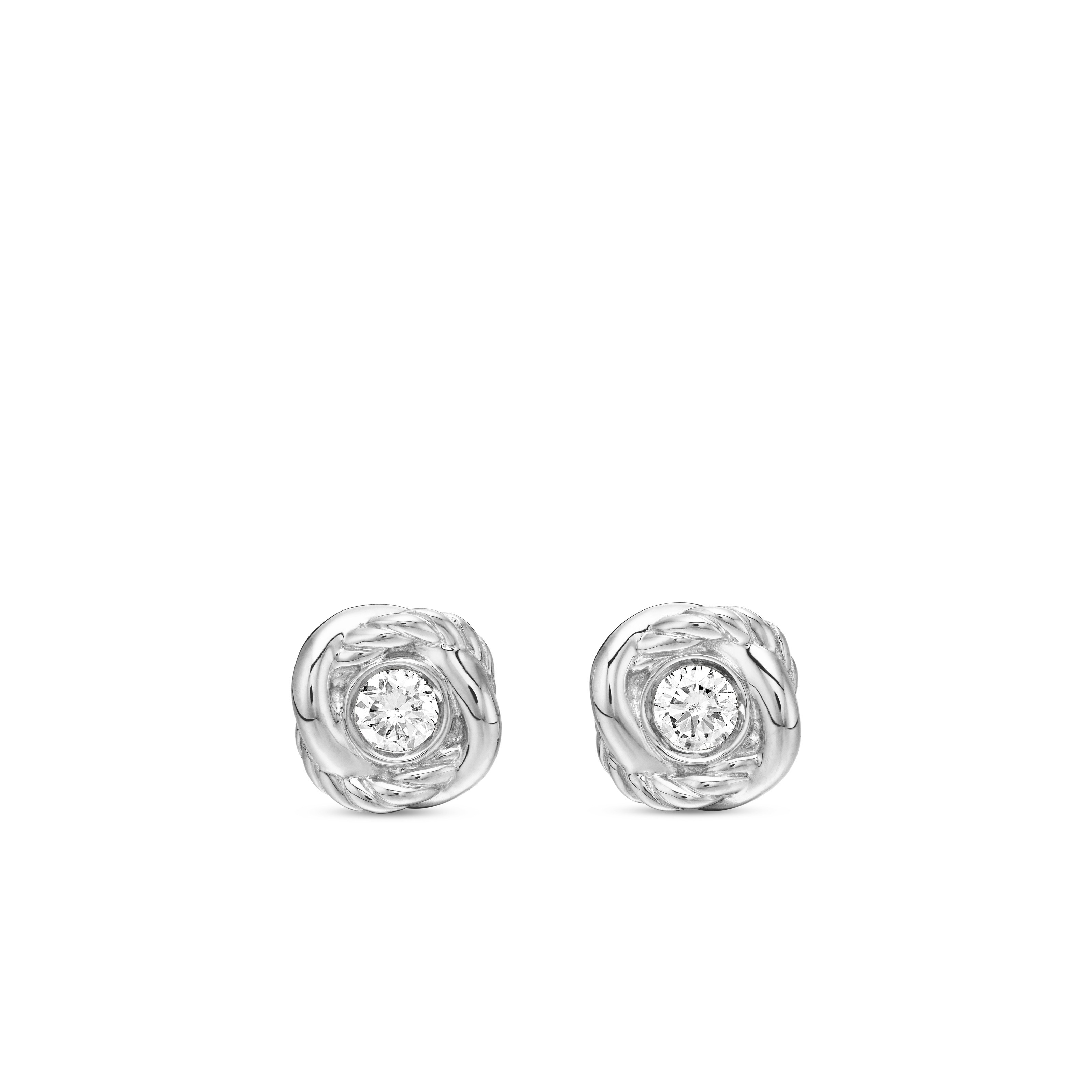 Crossover Infinity Stud Earrings in Sterling Silver with Diamonds