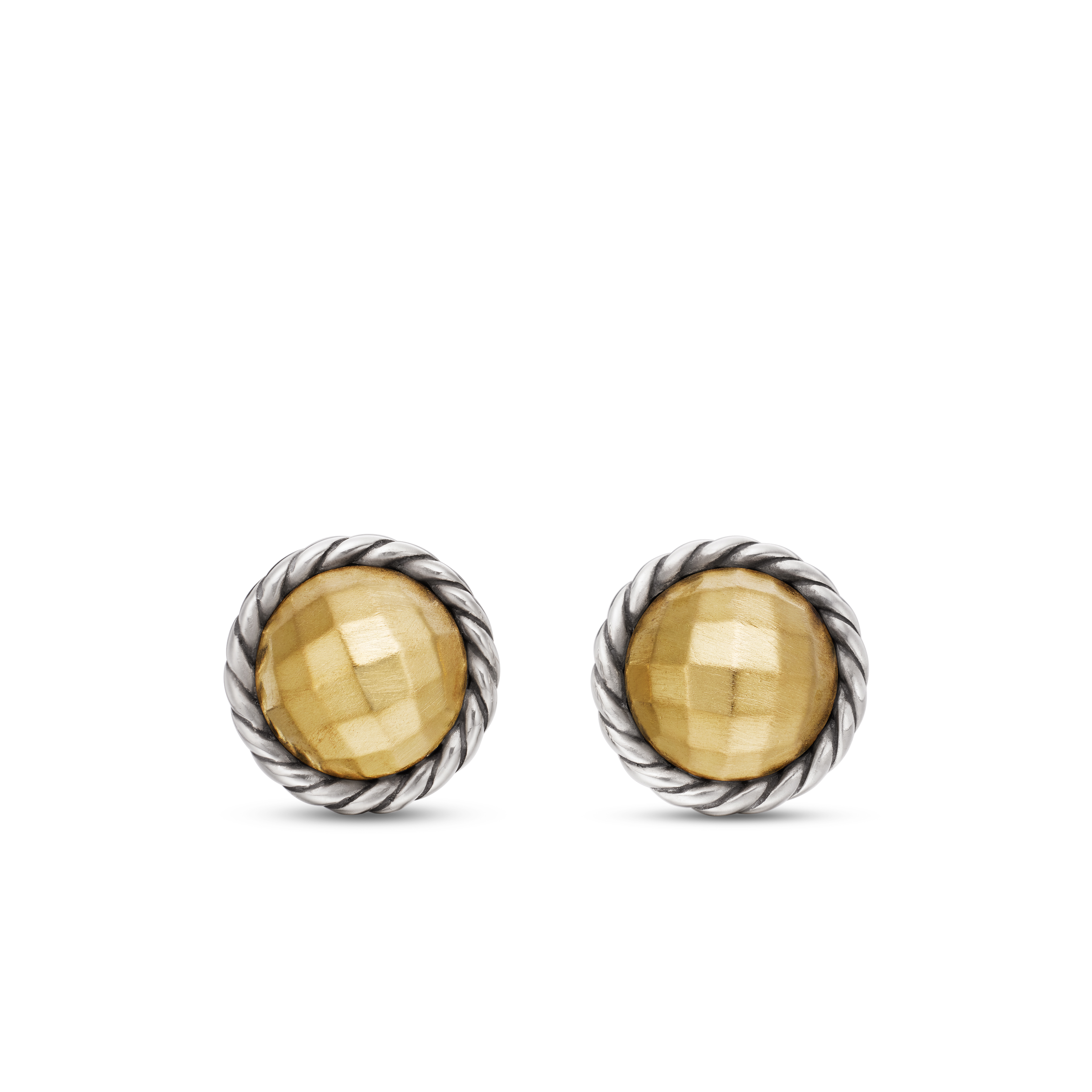 Petite Chatelaine® Stud Earrings in Sterling Silver with 18K Yellow Gold Domes
