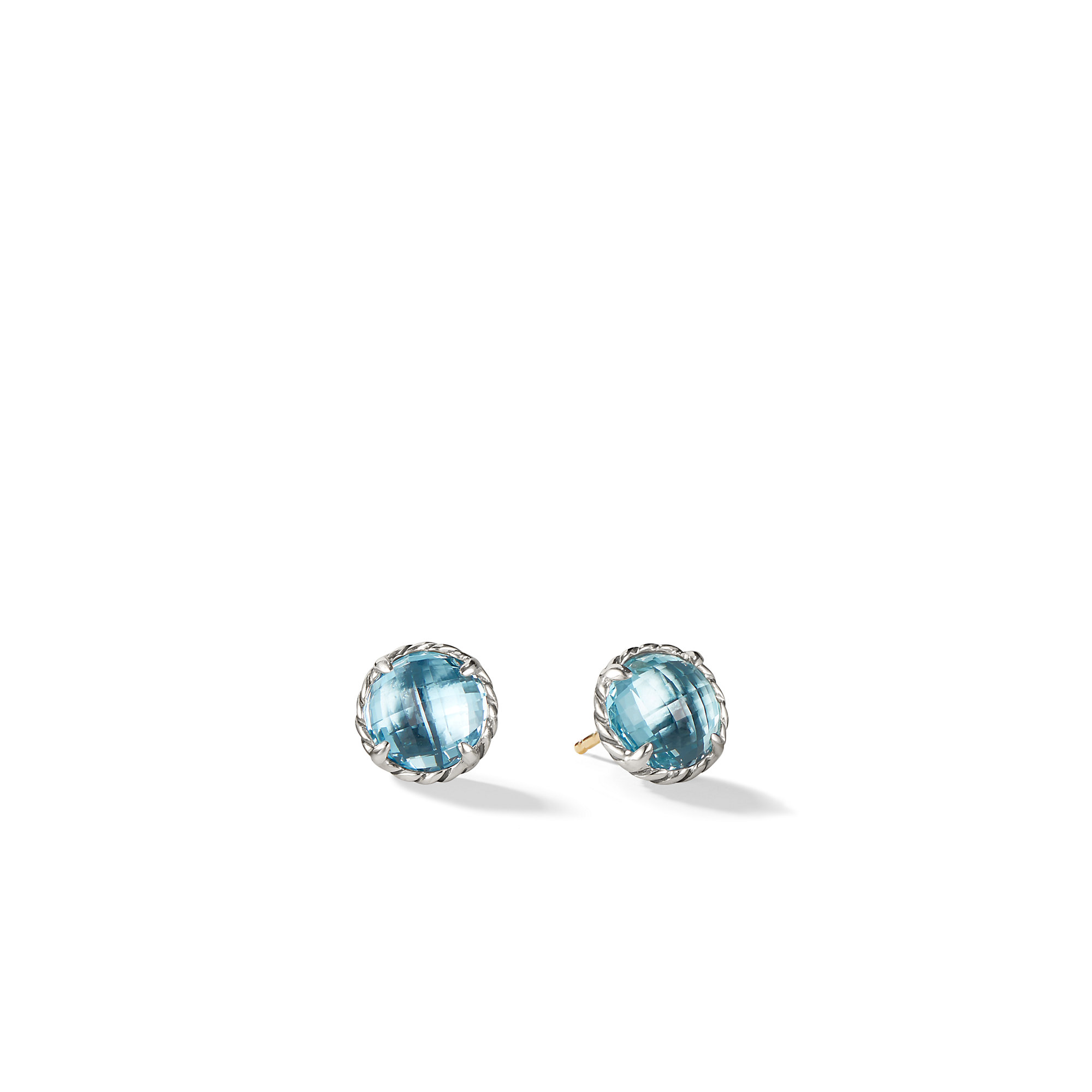 Petite Chatelaine® Stud Earrings in Sterling Silver with Blue Topaz