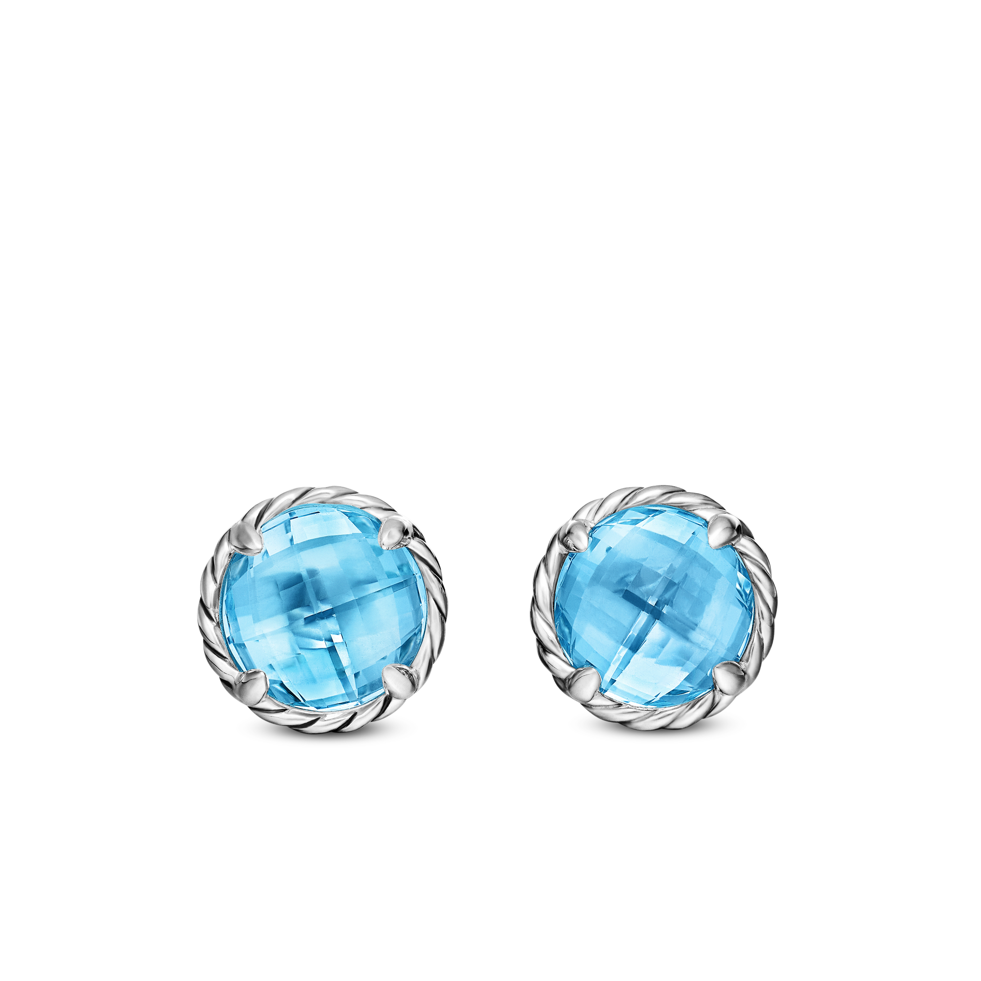 Petite Chatelaine Stud Earrings in Sterling Silver with Blue