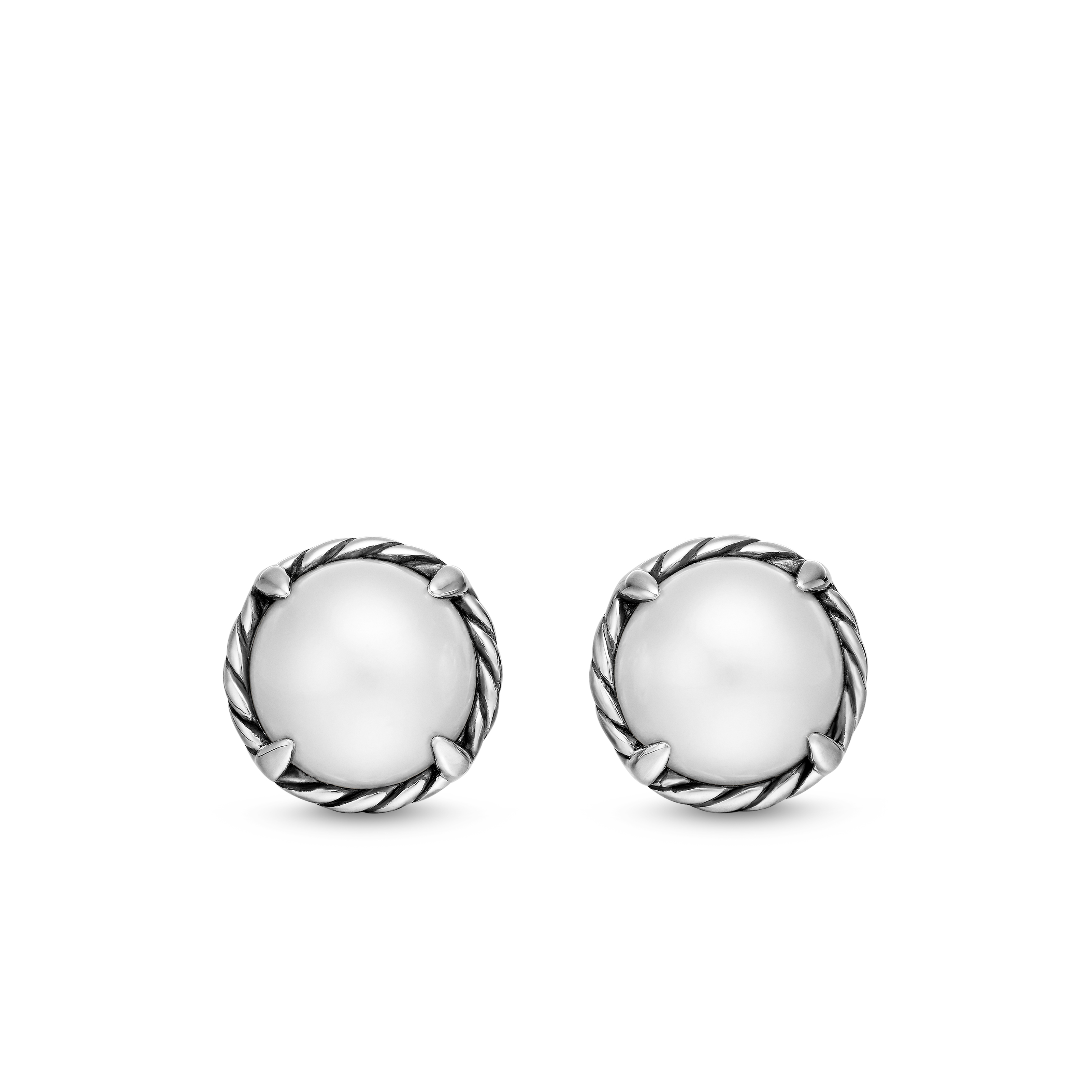Petite ChatelaineÂ® Stud Earrings in Sterling Silver with Pearls, 8mm