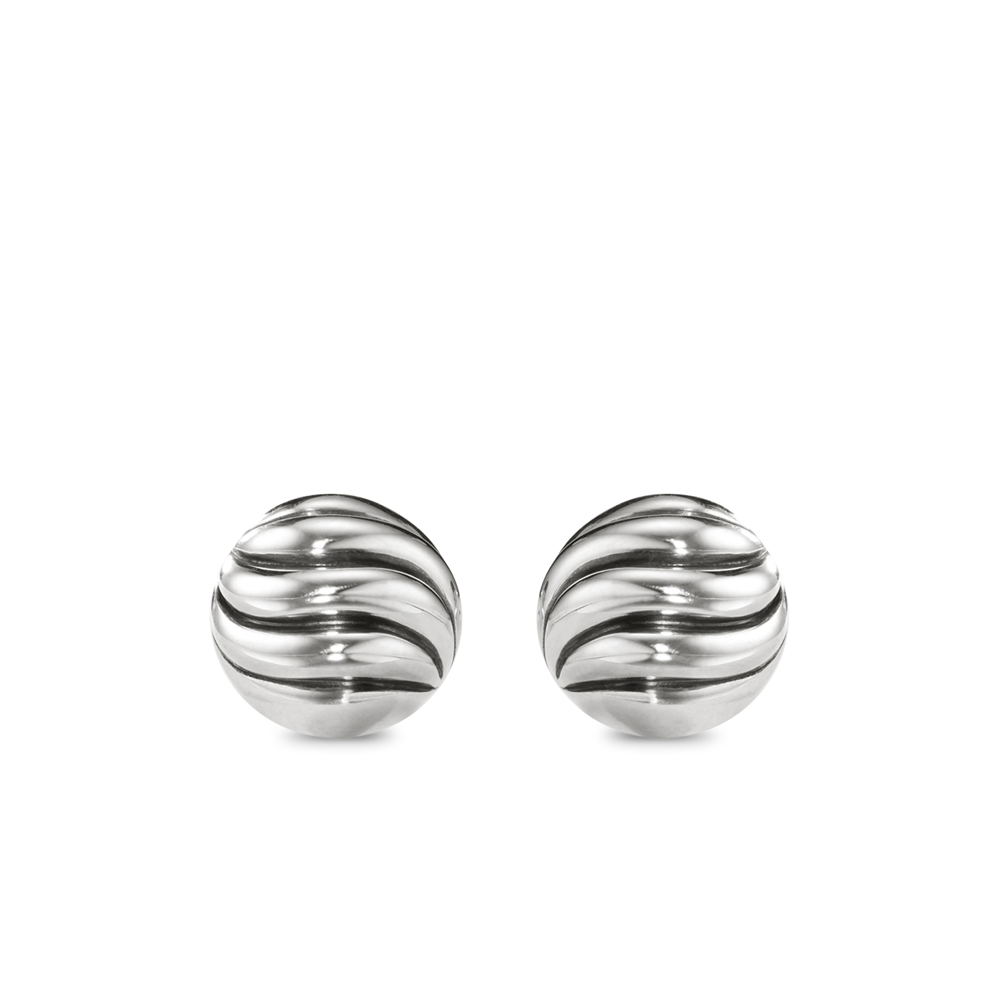 Sculpted Cable Stud Earrings in Sterling Silver, 8mm