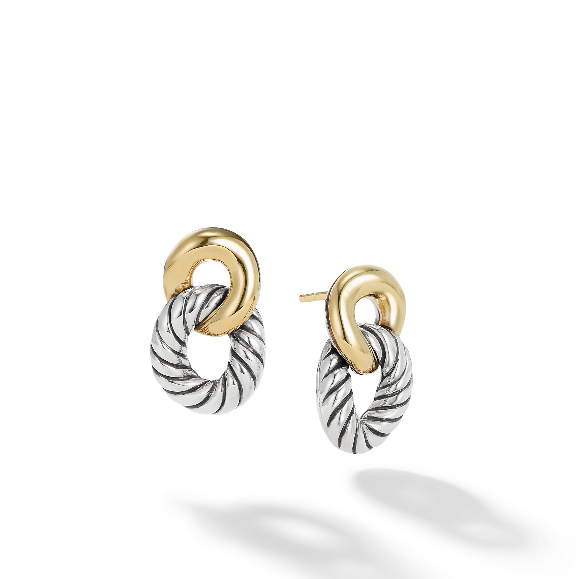 Belmont® Curb Link Drop Earrings in Sterling Silver with 18K Yellow Gold