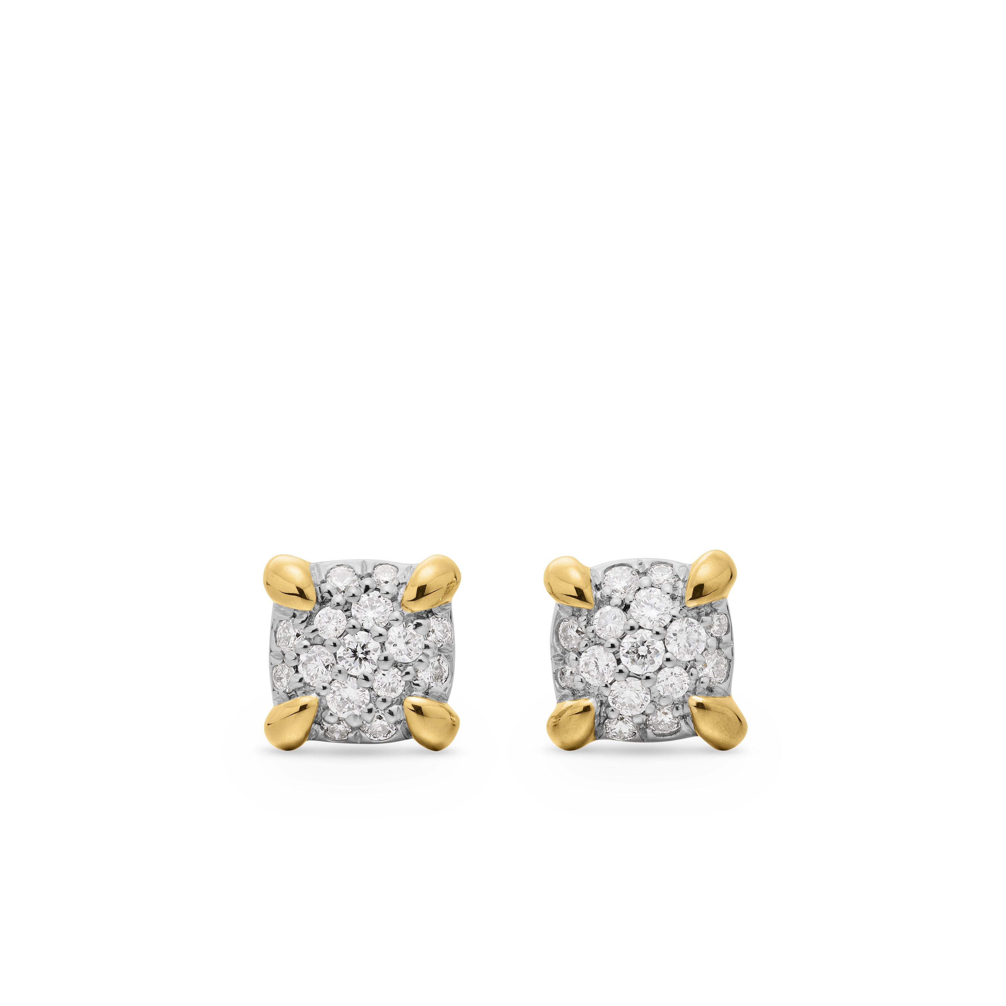 Petite Chatelaine® Stud Earrings in 18K Yellow Gold with Pavé Diamonds, 5mm