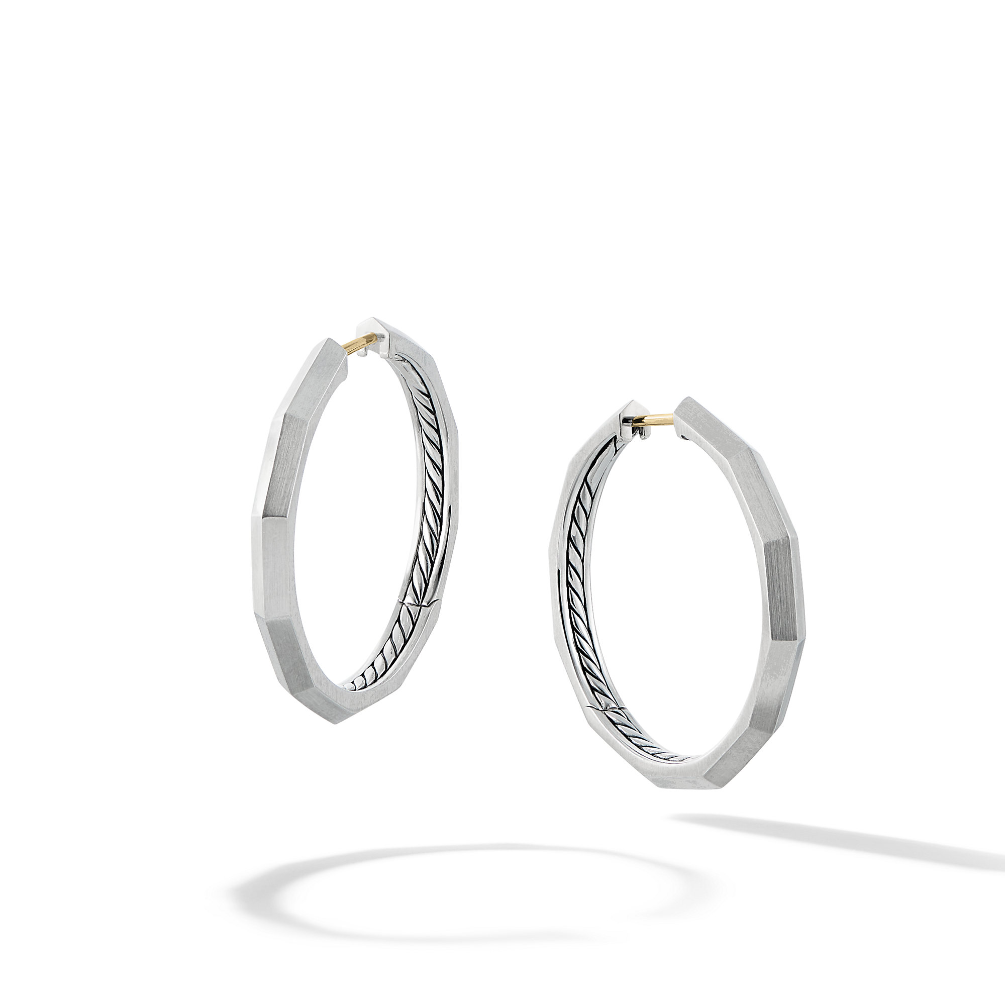 Stax Faceted Hoop Earrings in Sterling Silver