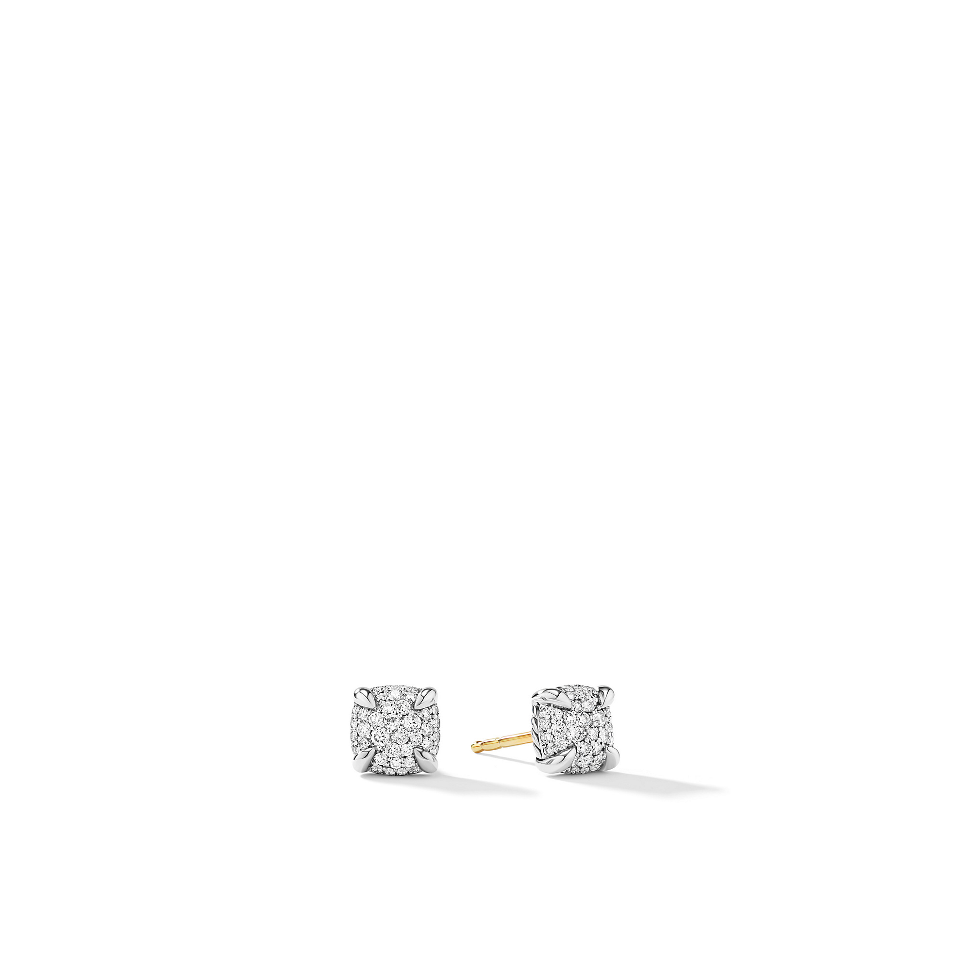 Petite Chatelaine® Stud Earrings in Sterling Silver with Full Pave Diamonds