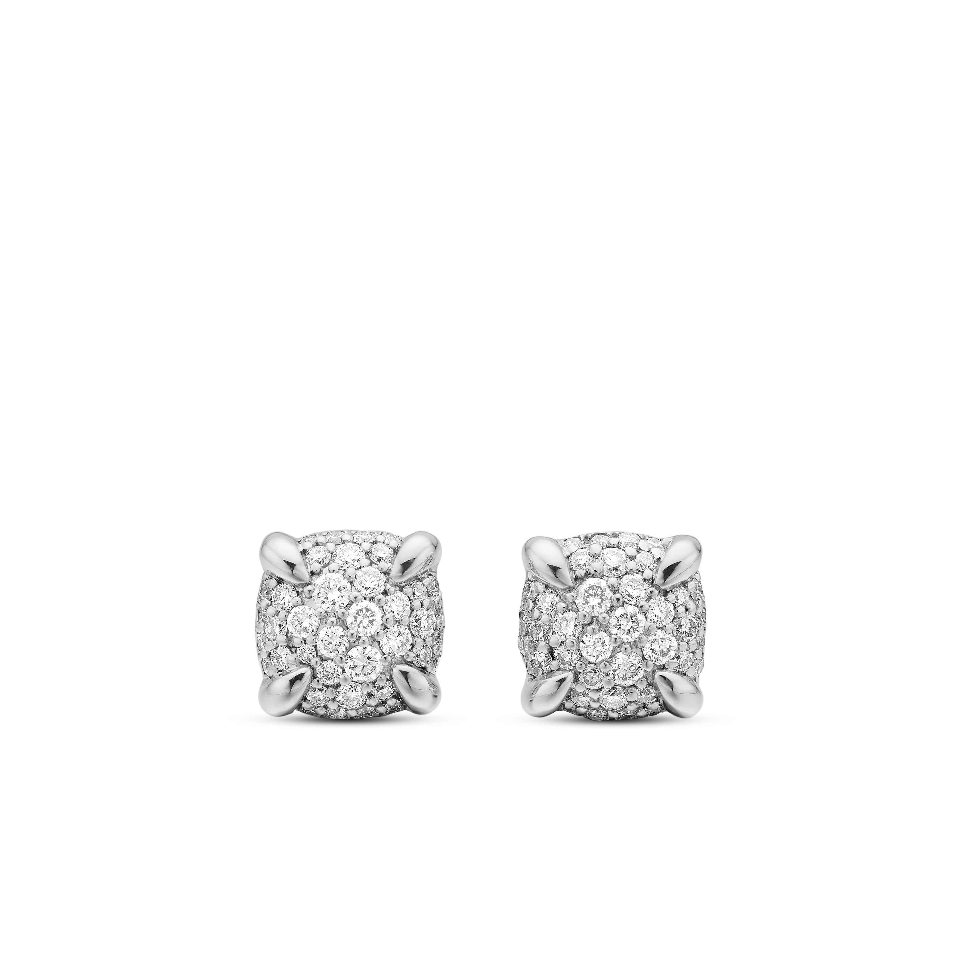 Petite Chatelaine® Stud Earrings in Sterling Silver with Full Pave Diamonds