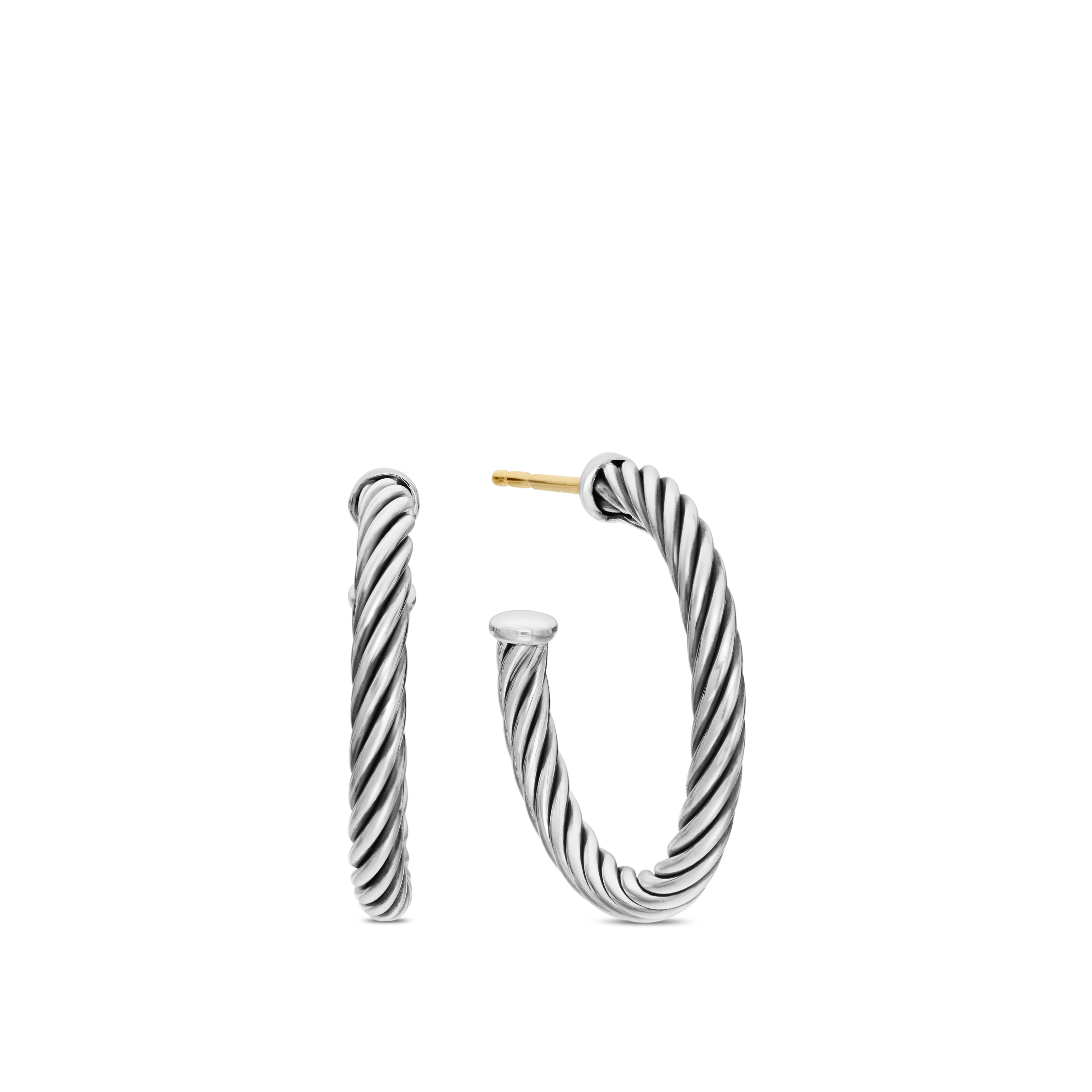 Cable Hoop Earrings in Sterling Silver, 3/4in