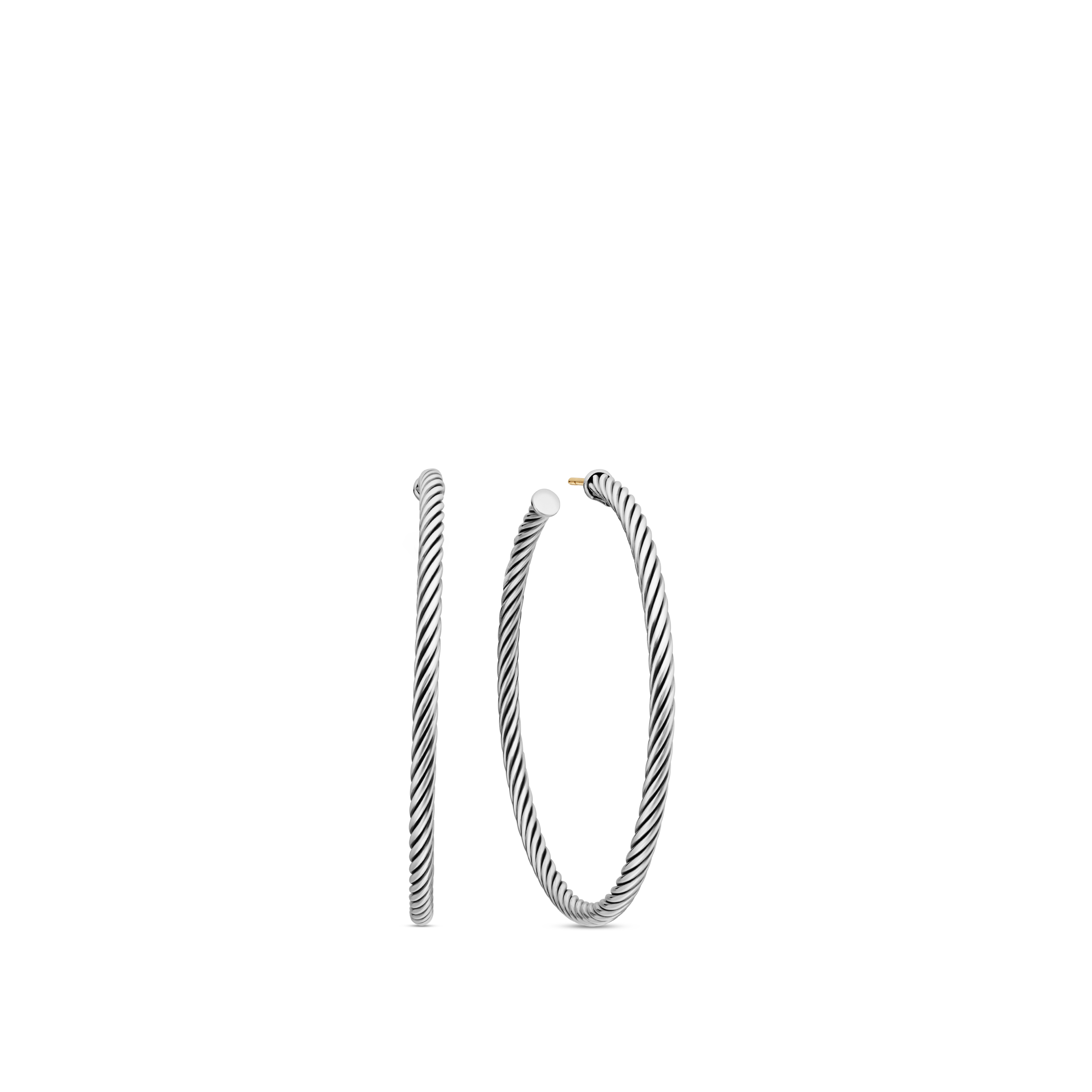 Cable Hoop Earrings in Sterling Silver, 2in