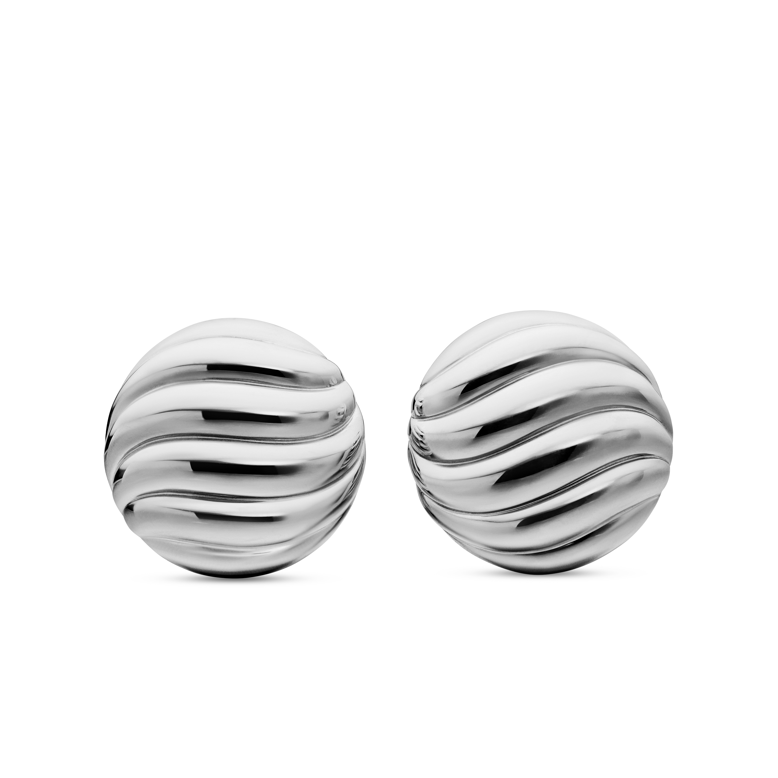 Sculpted Cable Stud Earrings in Sterling Silver, 20mm