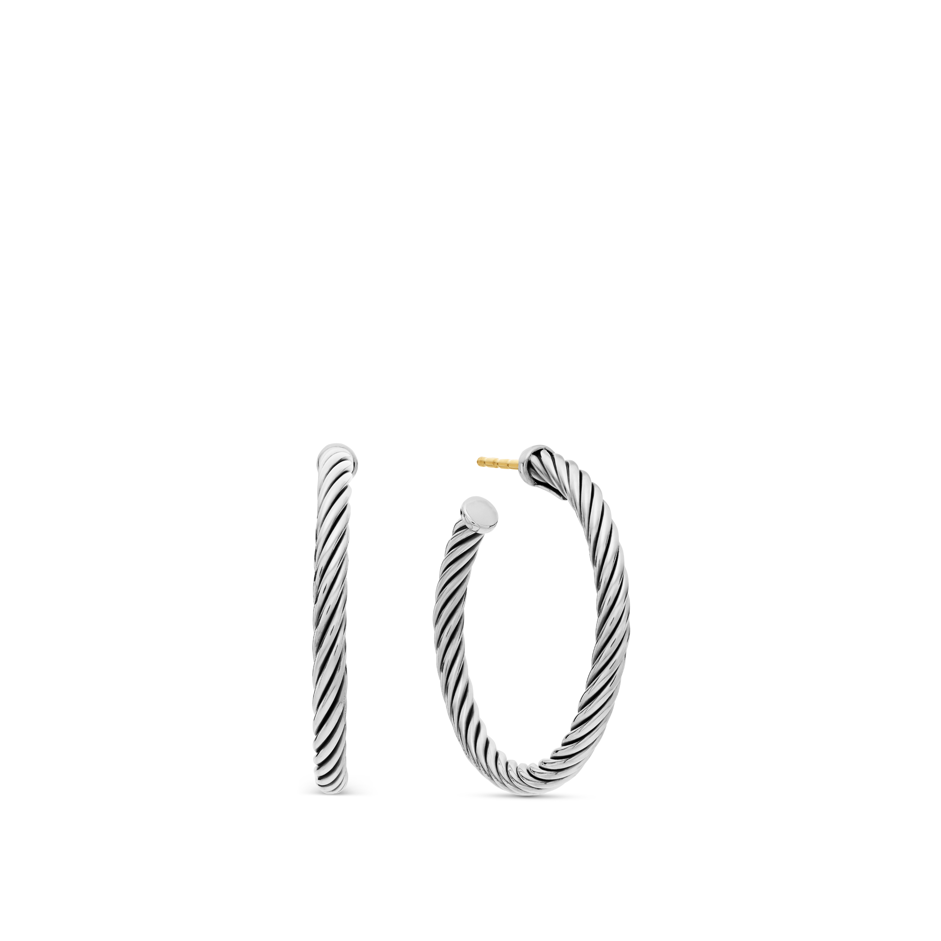 Cable Hoop Earrings in Sterling Silver