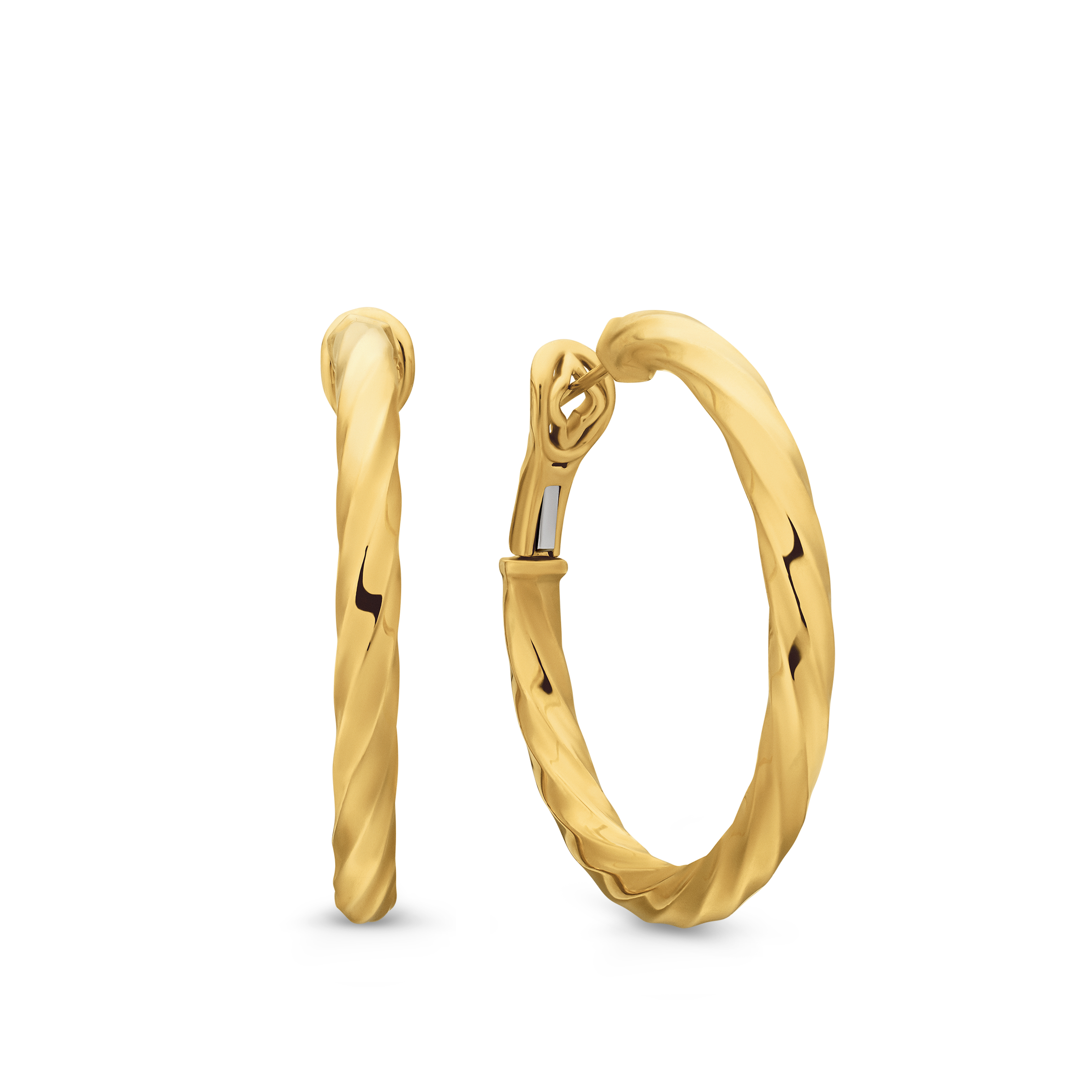 Cable Edge® Hoop Earrings in 18K Yellow Gold, 1.5in