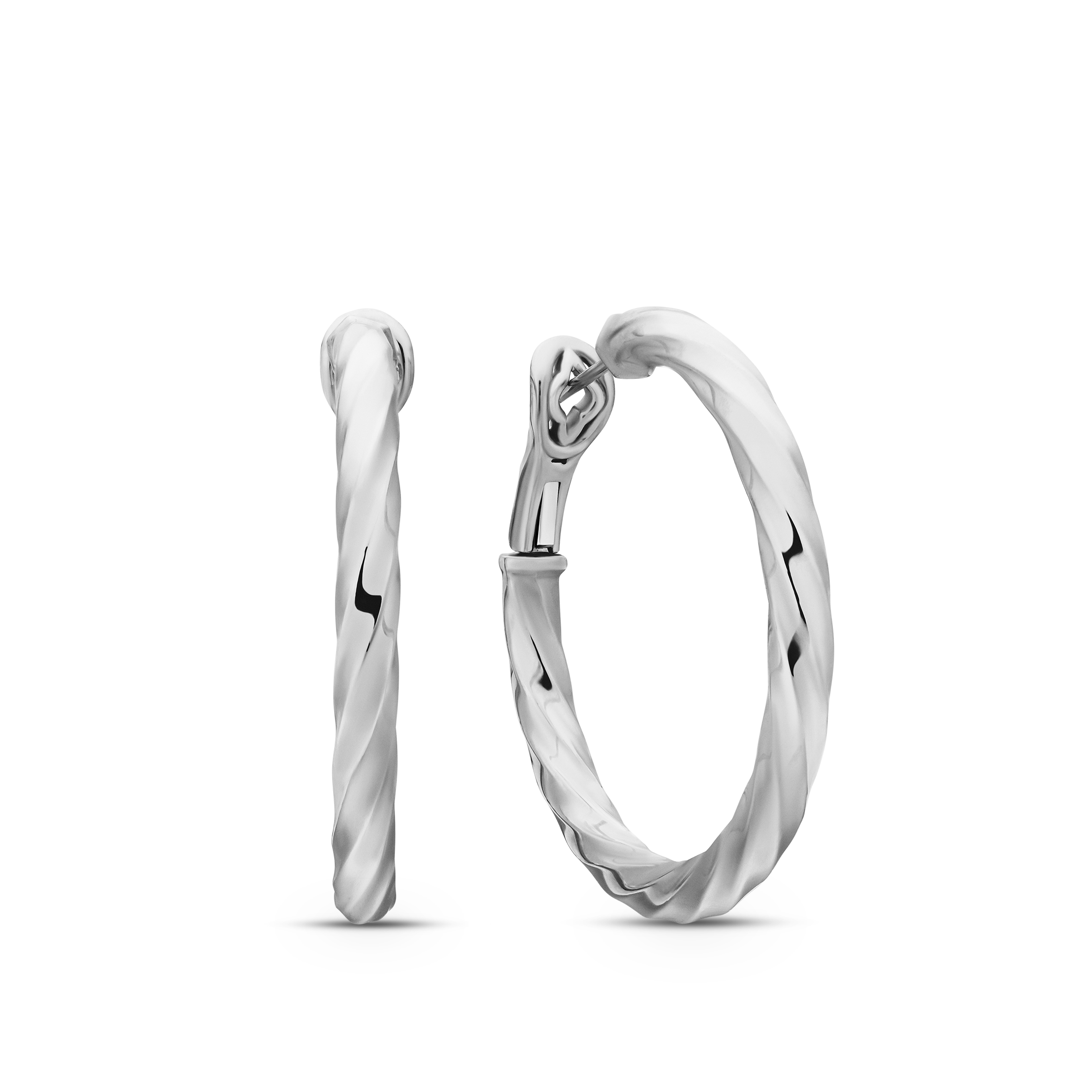 Cable Edge® Hoop Earrings in Sterling Silver, 1.5in