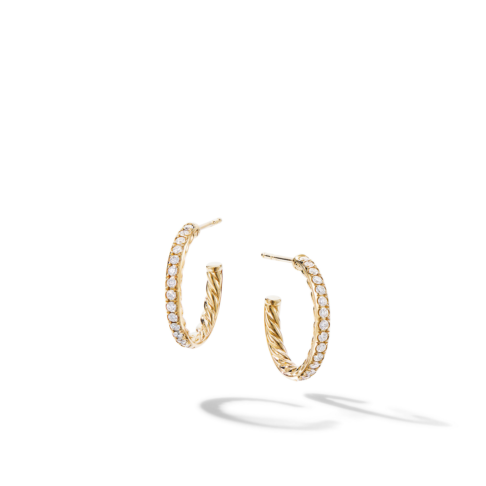 Pave Hoop Earrings in 18K Yellow Gold with Diamonds