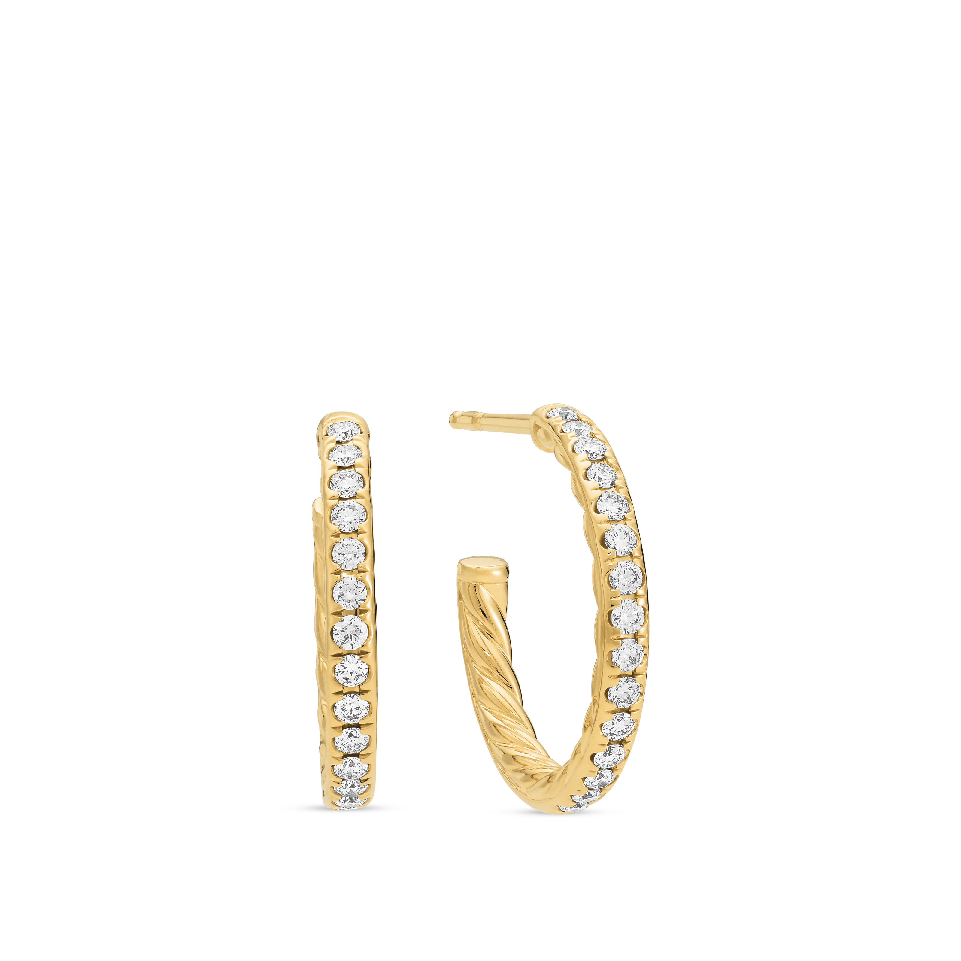 Pave Hoop Earrings in 18K Yellow Gold with Diamonds