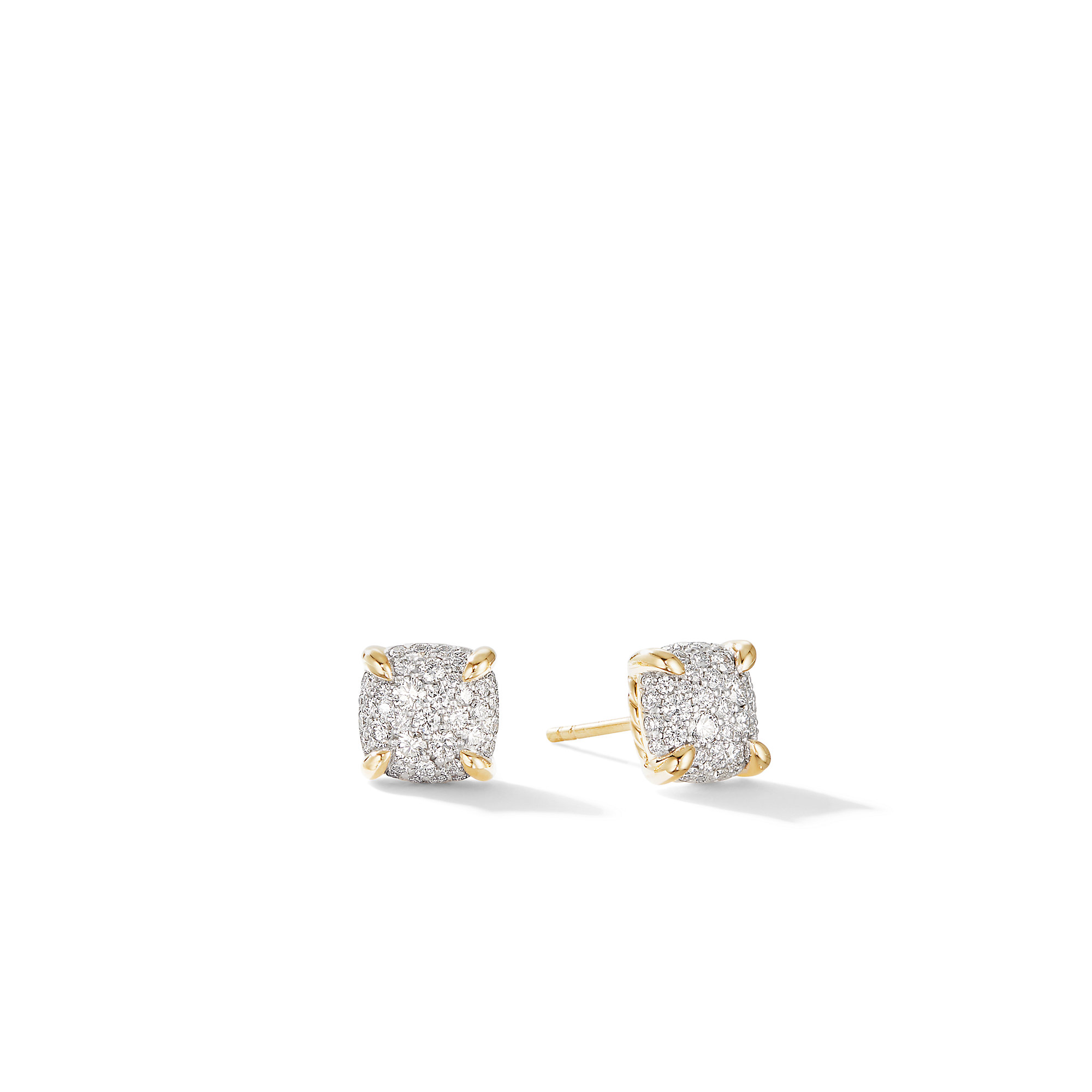 Chatelaine® Stud Earrings in 18K Yellow Gold with Full Pave Diamonds