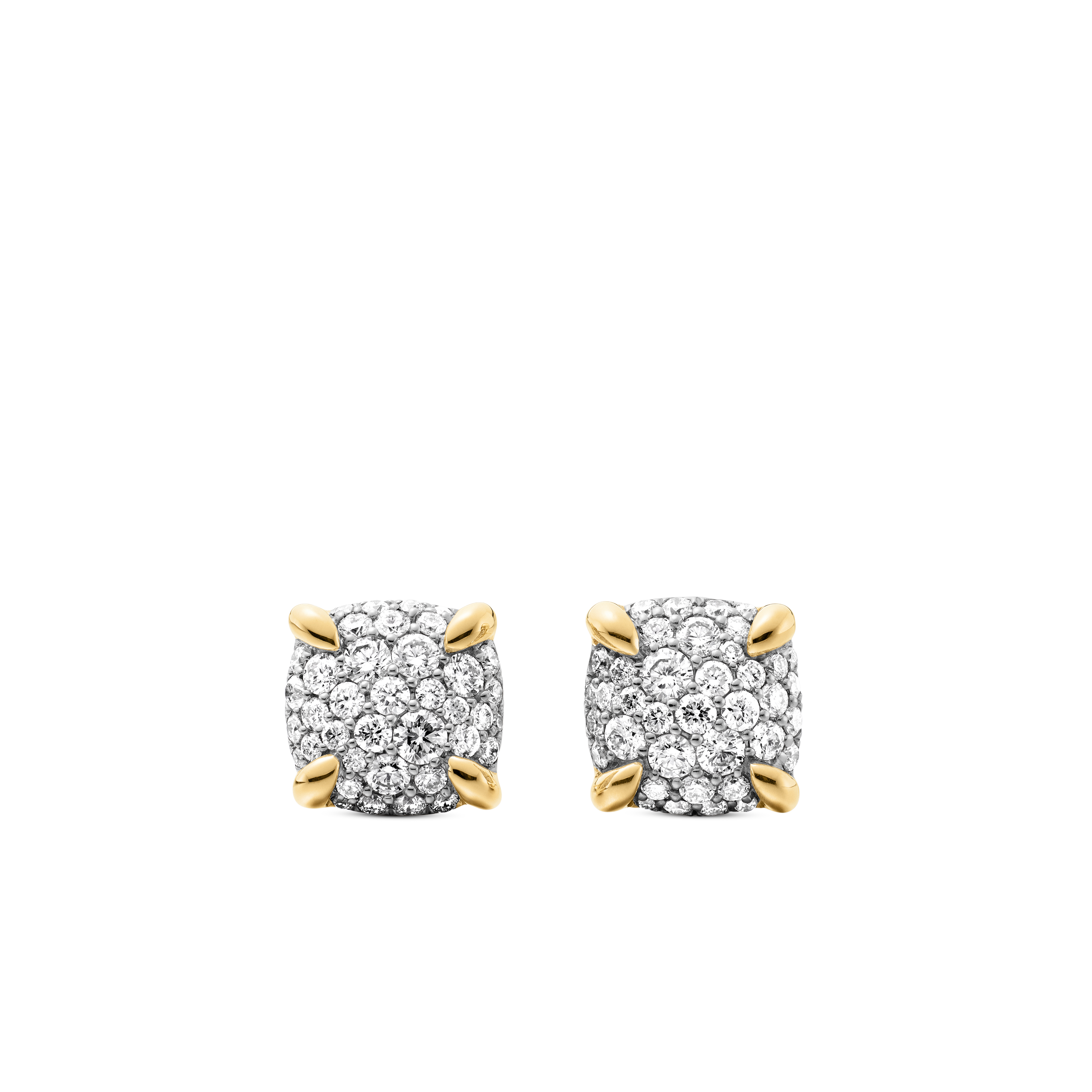 Chatelaine® Stud Earrings in 18K Yellow Gold with Full Pave Diamonds