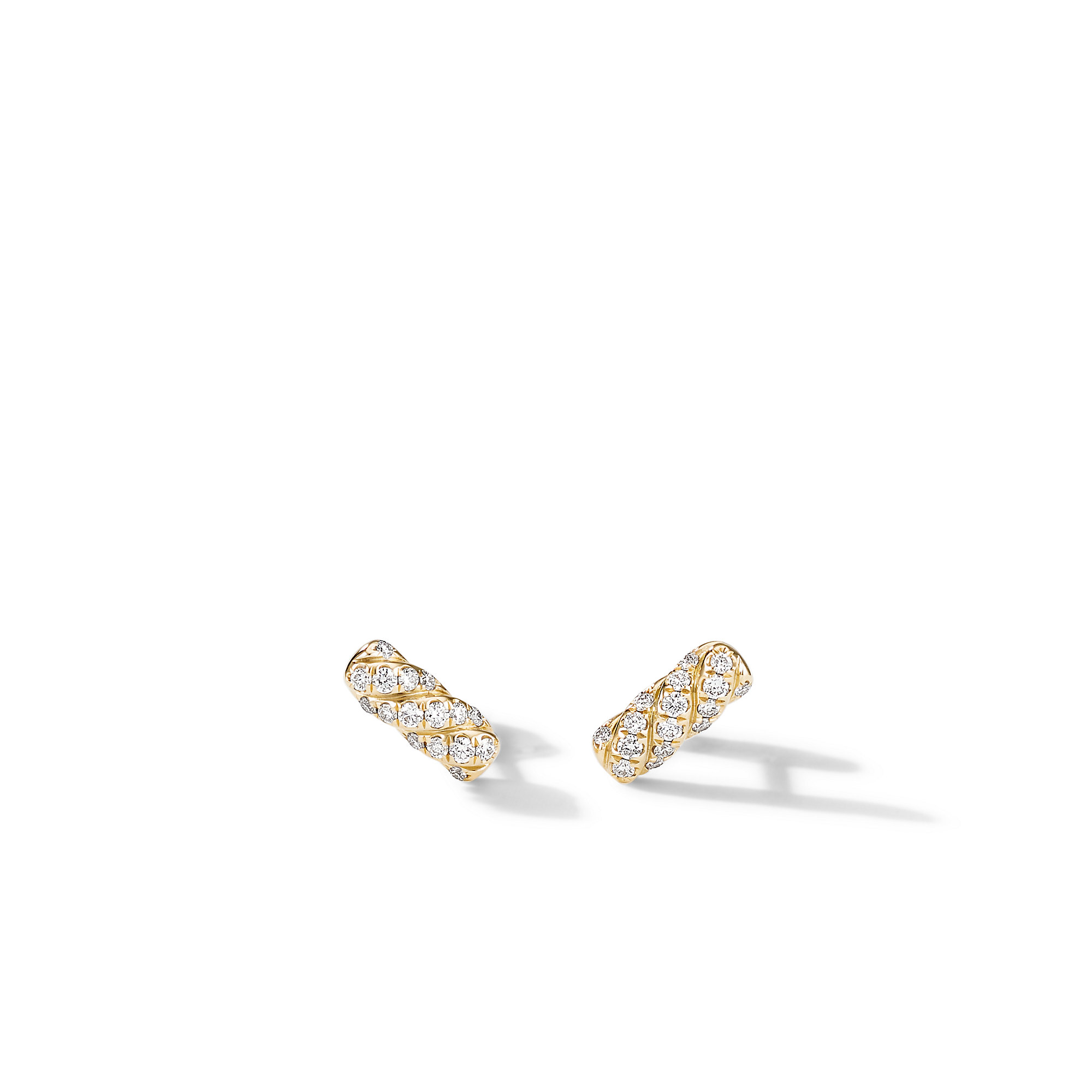 Cable Collectibles® Bar Stud Earrings in 18K Yellow Gold with Diamonds, 9mm