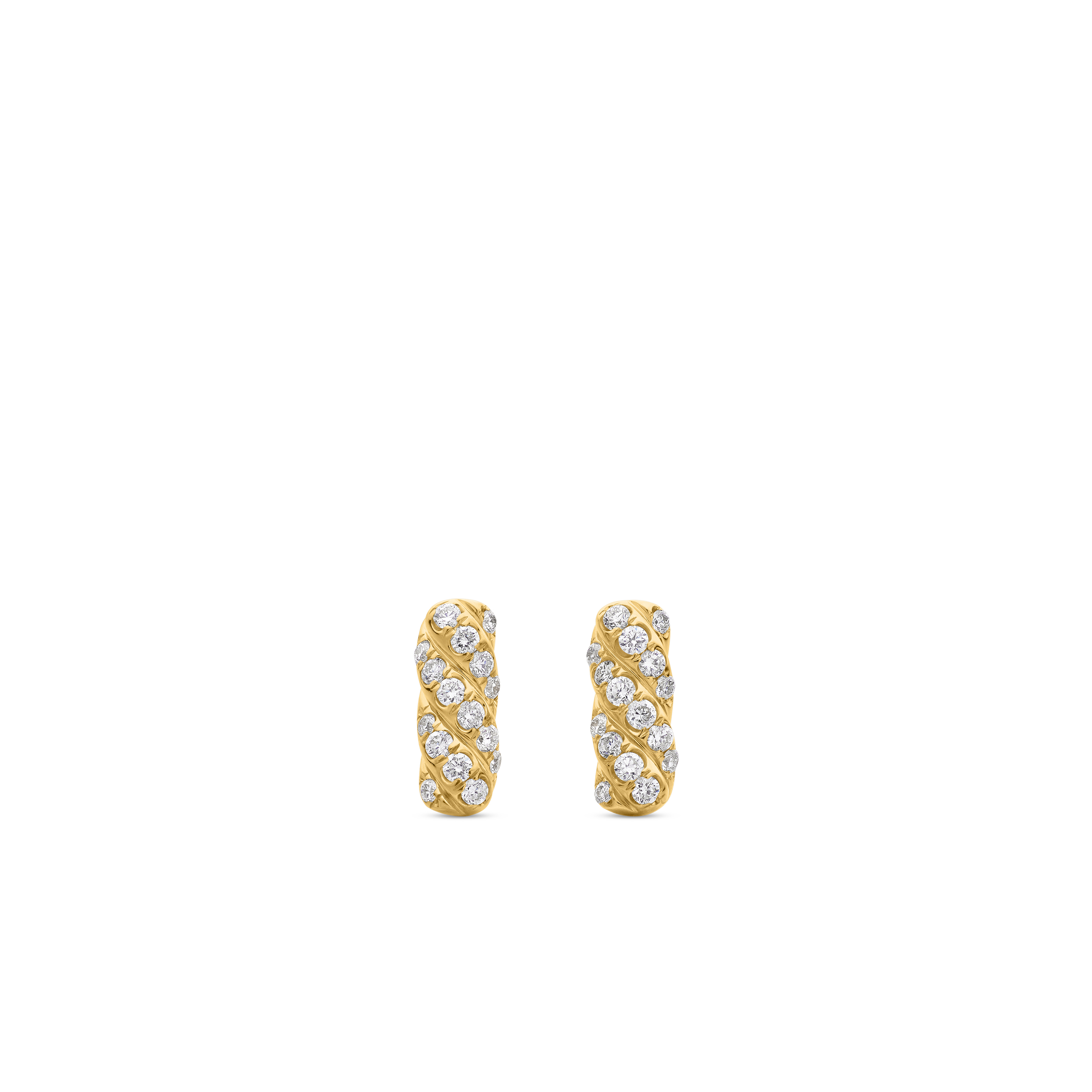 Cable Collectibles® Bar Stud Earrings in 18K Yellow Gold with Diamonds, 9mm