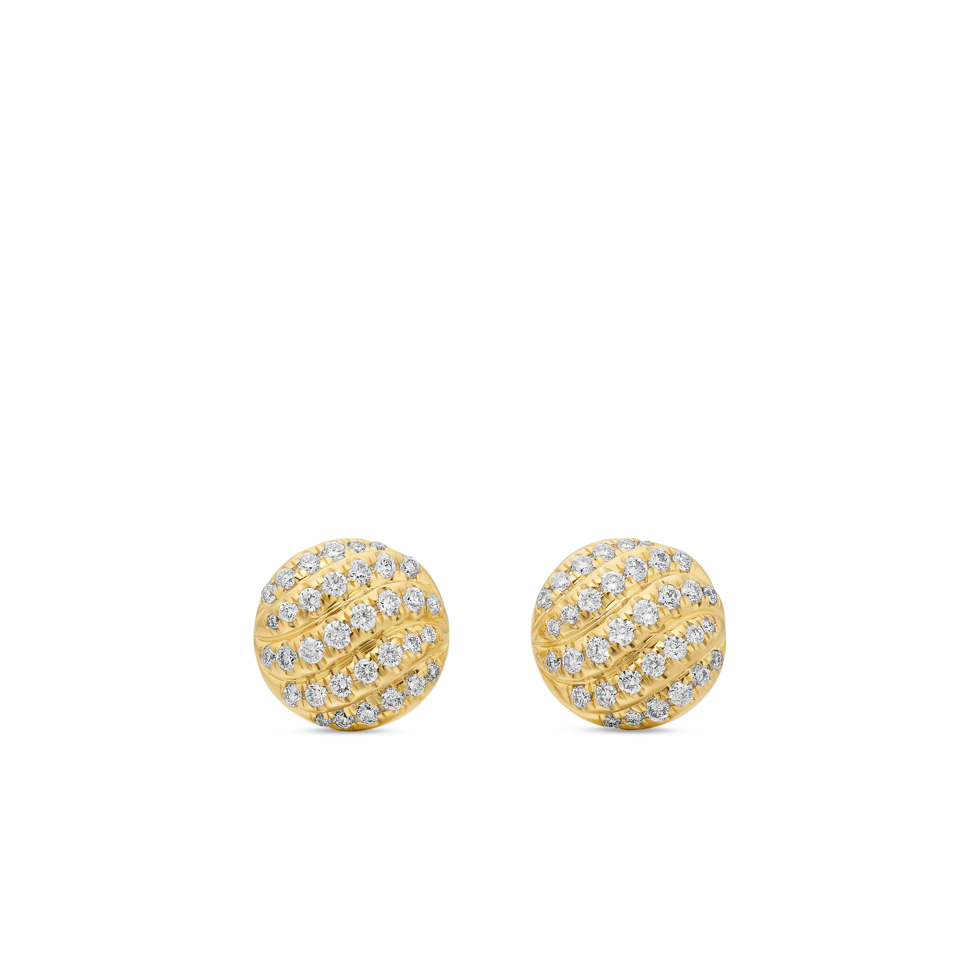 Mini Cable Stud Earrings in 18K Yellow Gold with Diamonds