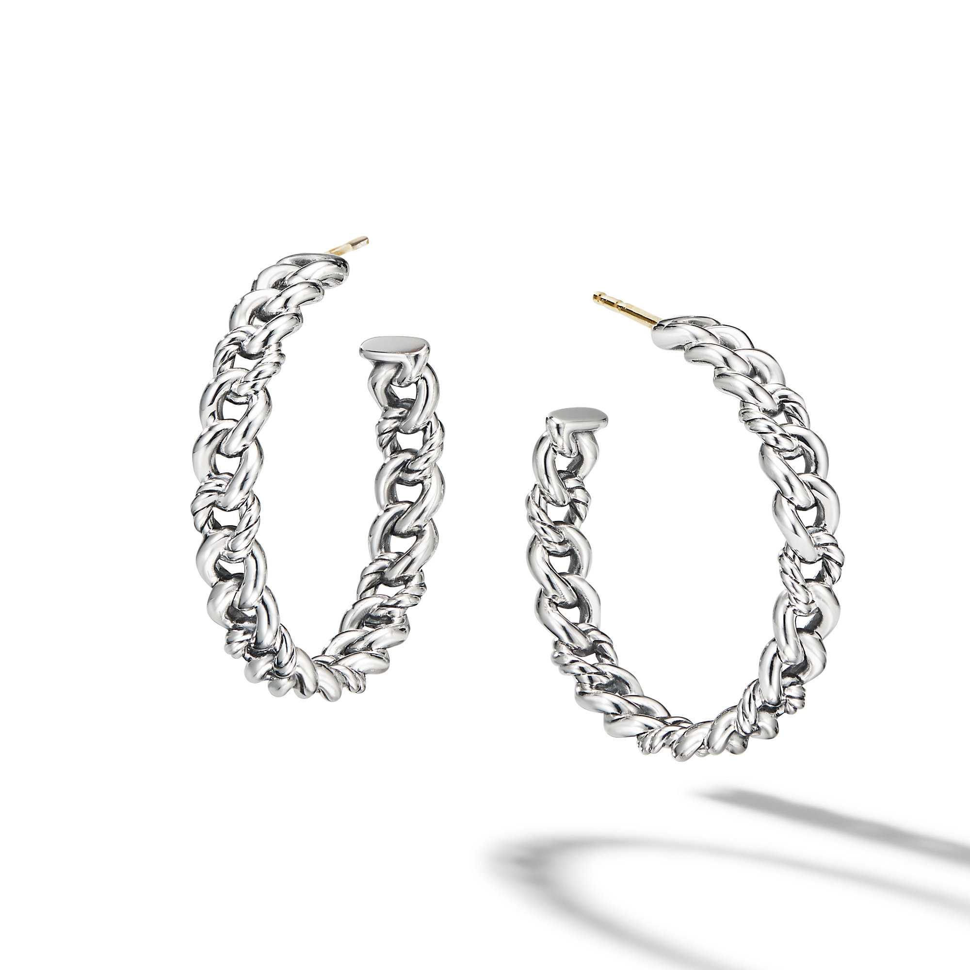 BelmontÂ® Curb Link Hoop Earrings in Sterling Silver, 1.25in