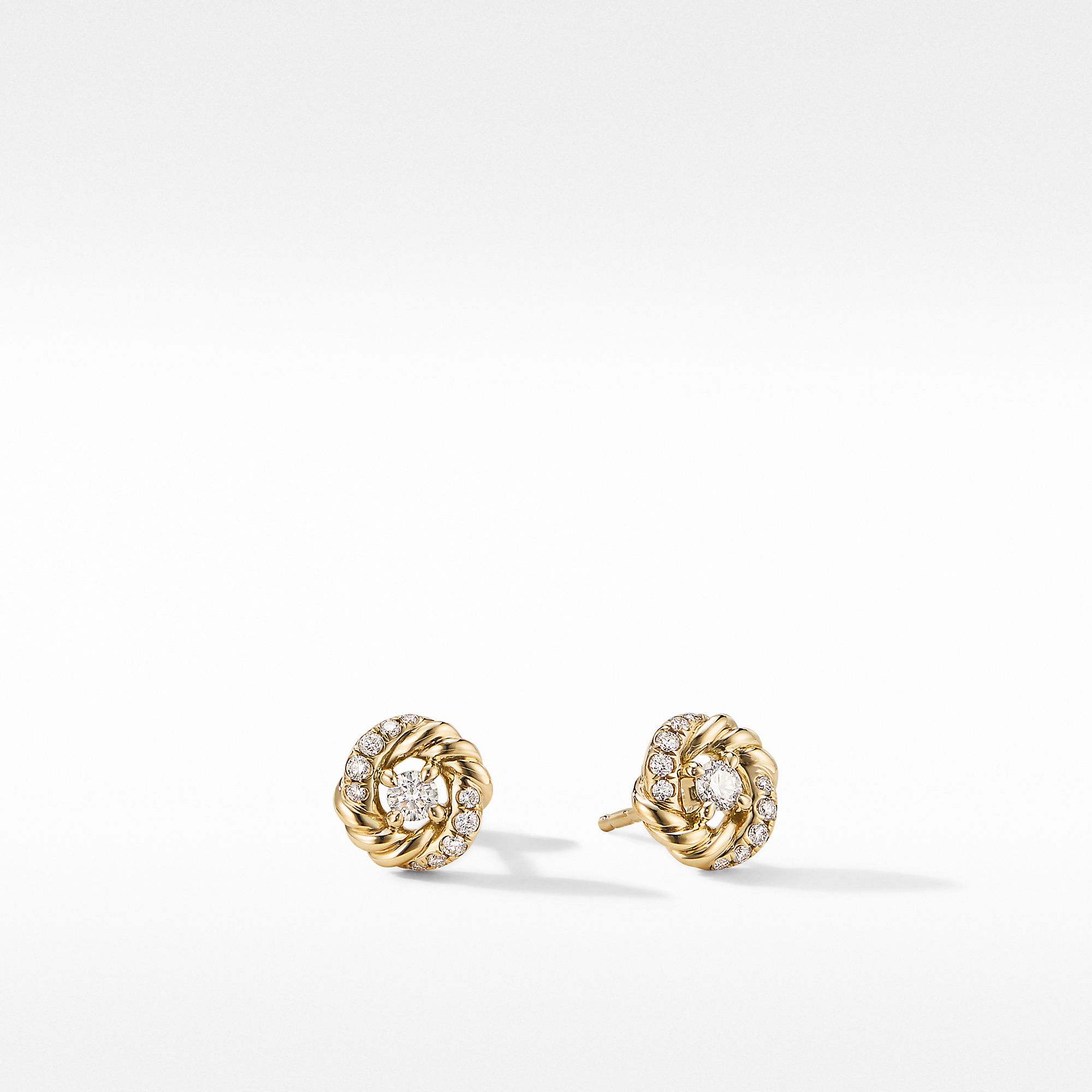 Petite Infinity Stud Earrings in 18K Yellow Gold with Diamonds, 7.8mm