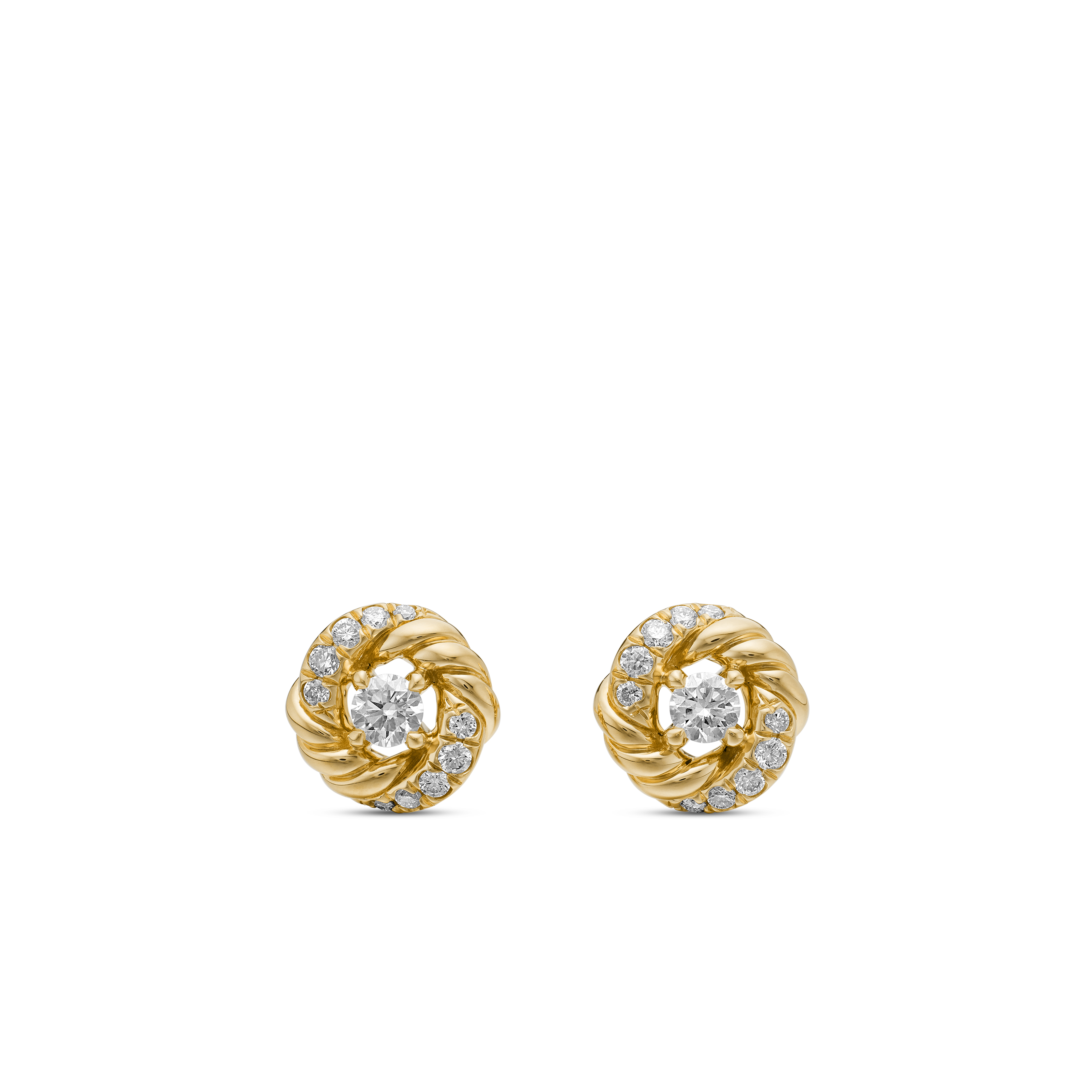 Petite Infinity Stud Earrings in 18K Yellow Gold with Diamonds, 7.8mm