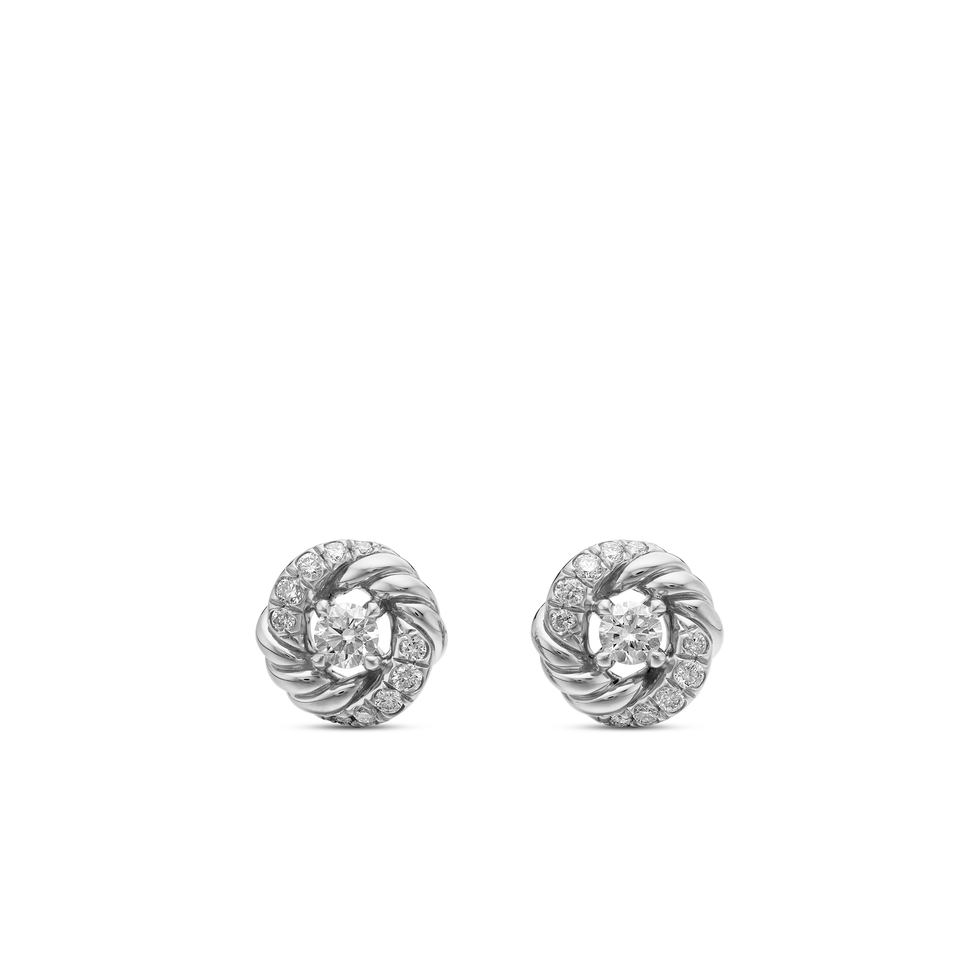 Petite Infinity Stud Earrings in Sterling Silver with Diamonds
