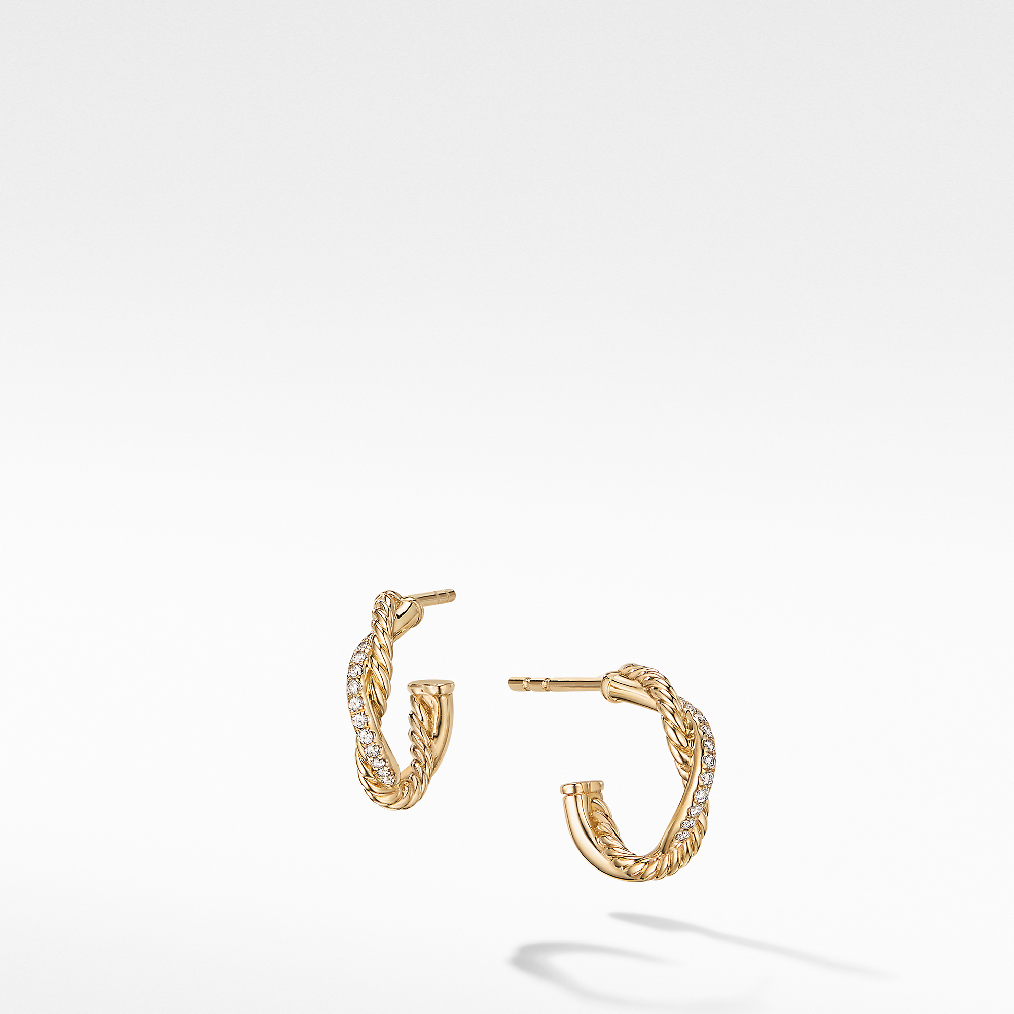 Petite Infinity Huggie Hoop Earring in 18K Yellow Gold with Pave Diamonds