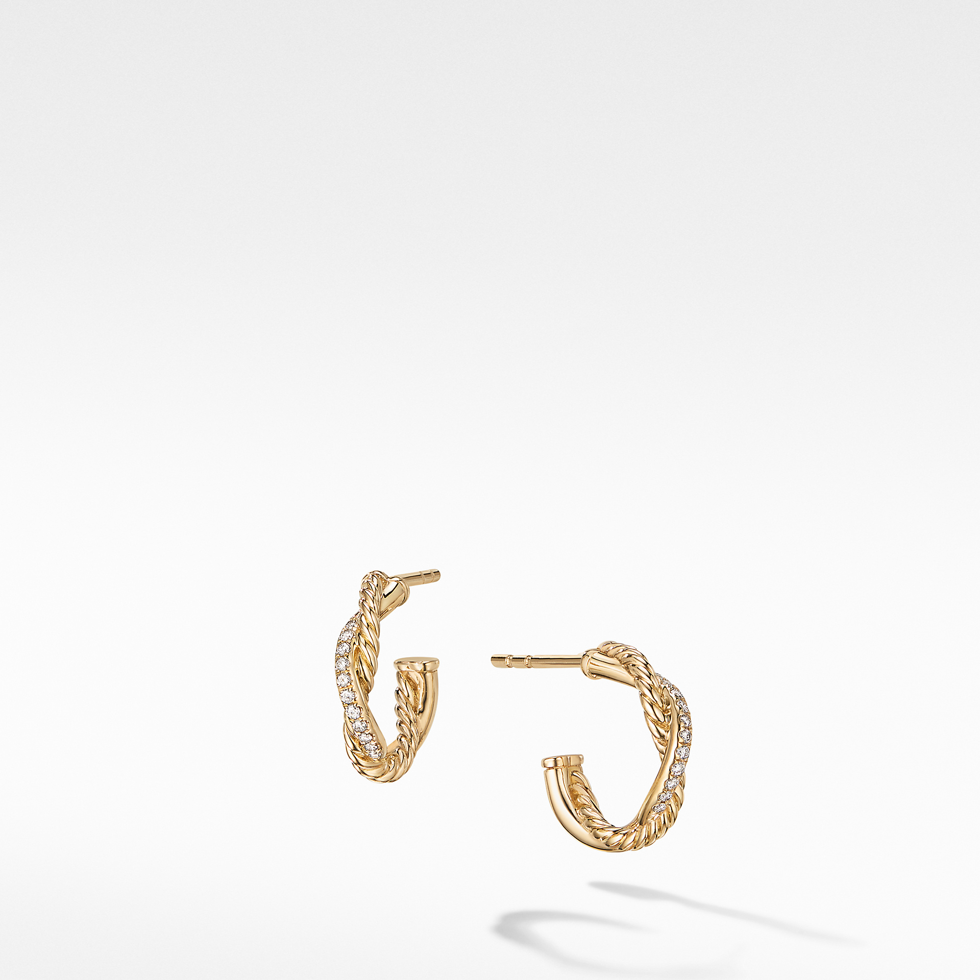 Petite Infinity Huggie Hoop Earrings in 18K Yellow Gold with Diamonds, 3mm