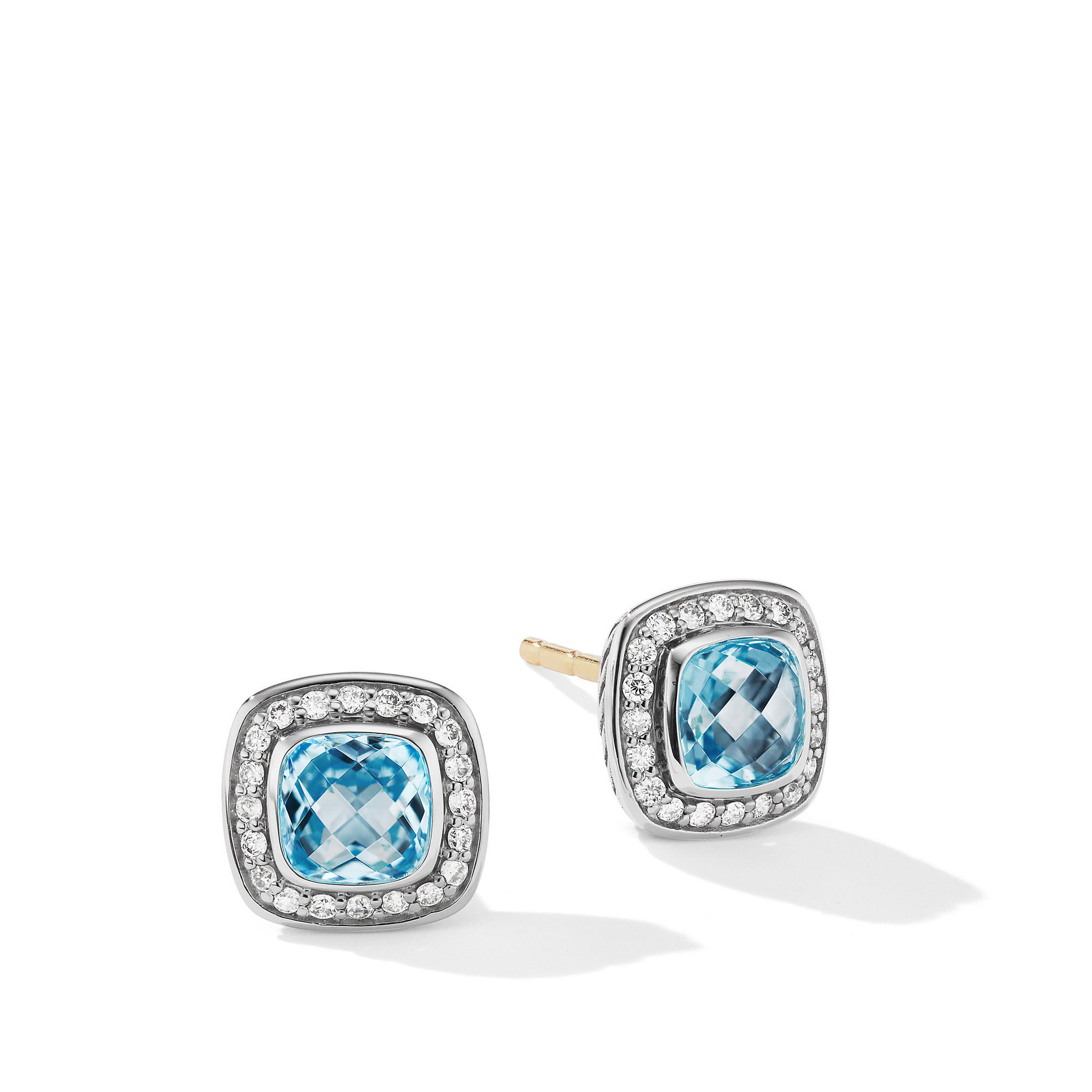 Petite Albion® Stud Earrings with Blue Topaz and Pave Diamonds