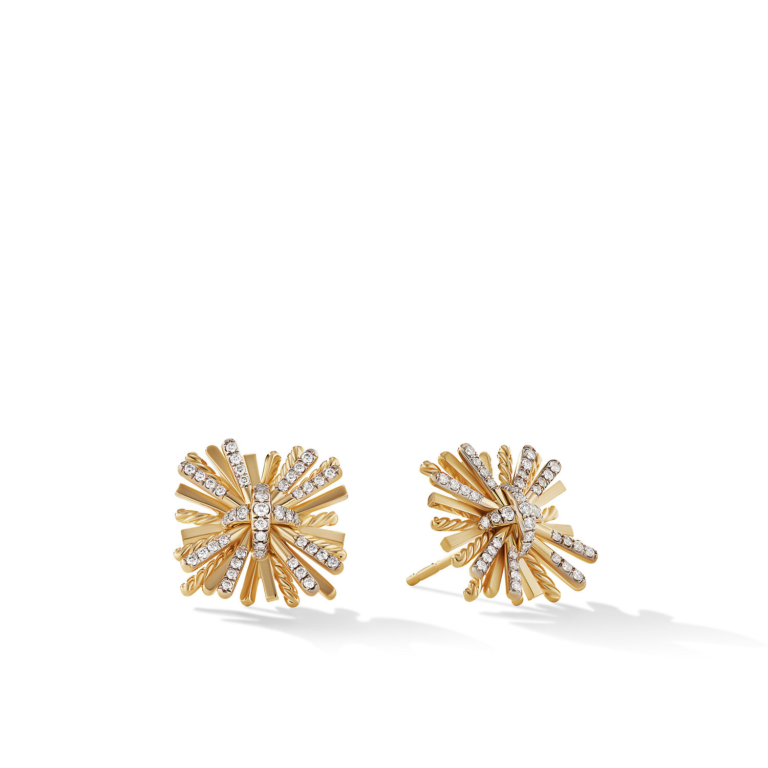 Angelika™ Four Point Stud Earrings in 18K Yellow Gold with Pave Diamonds