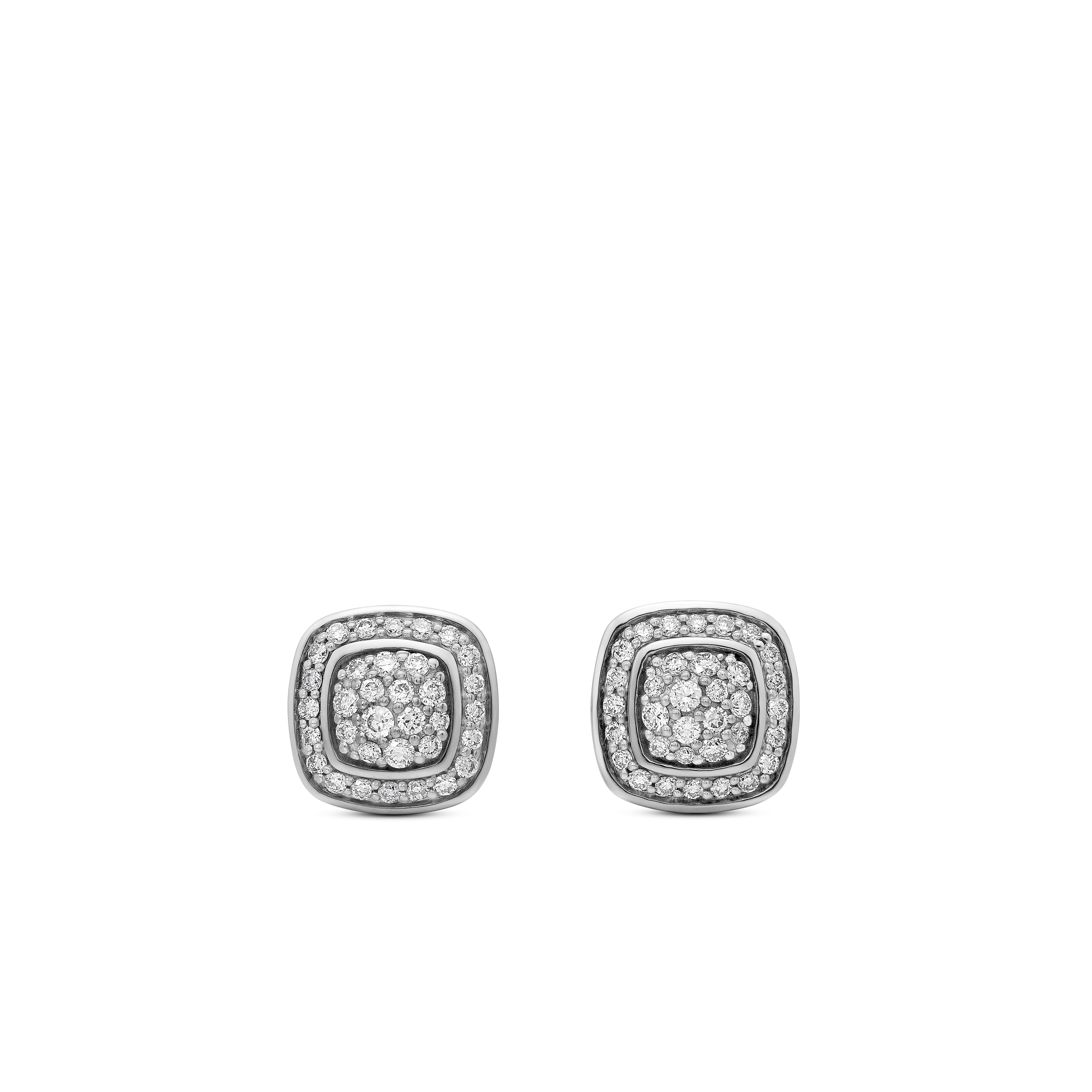 Petite Albion® Stud Earrings in Sterling Silver with Pave Diamonds