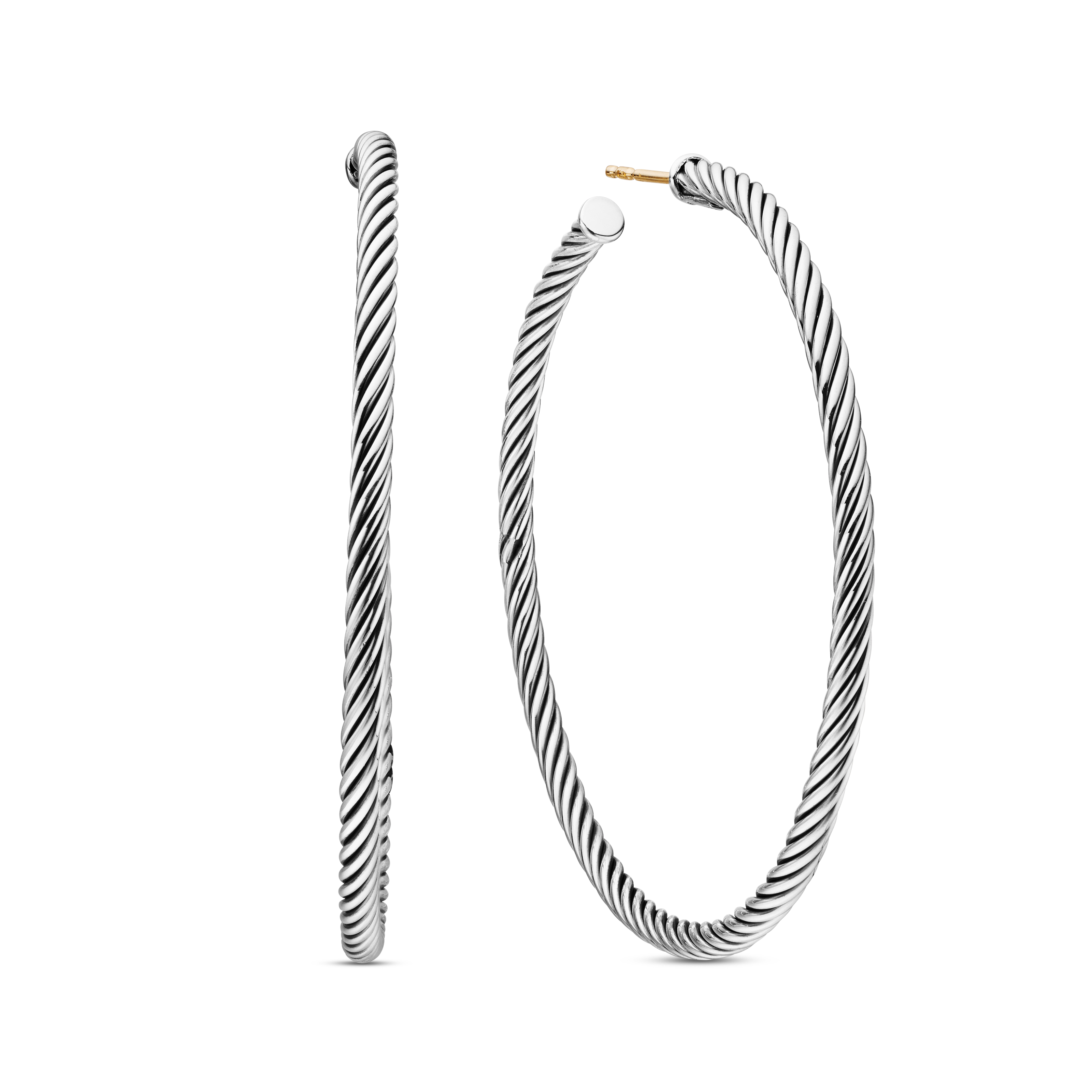 Sculpted Cable Hoop Earrings in Sterling Silver