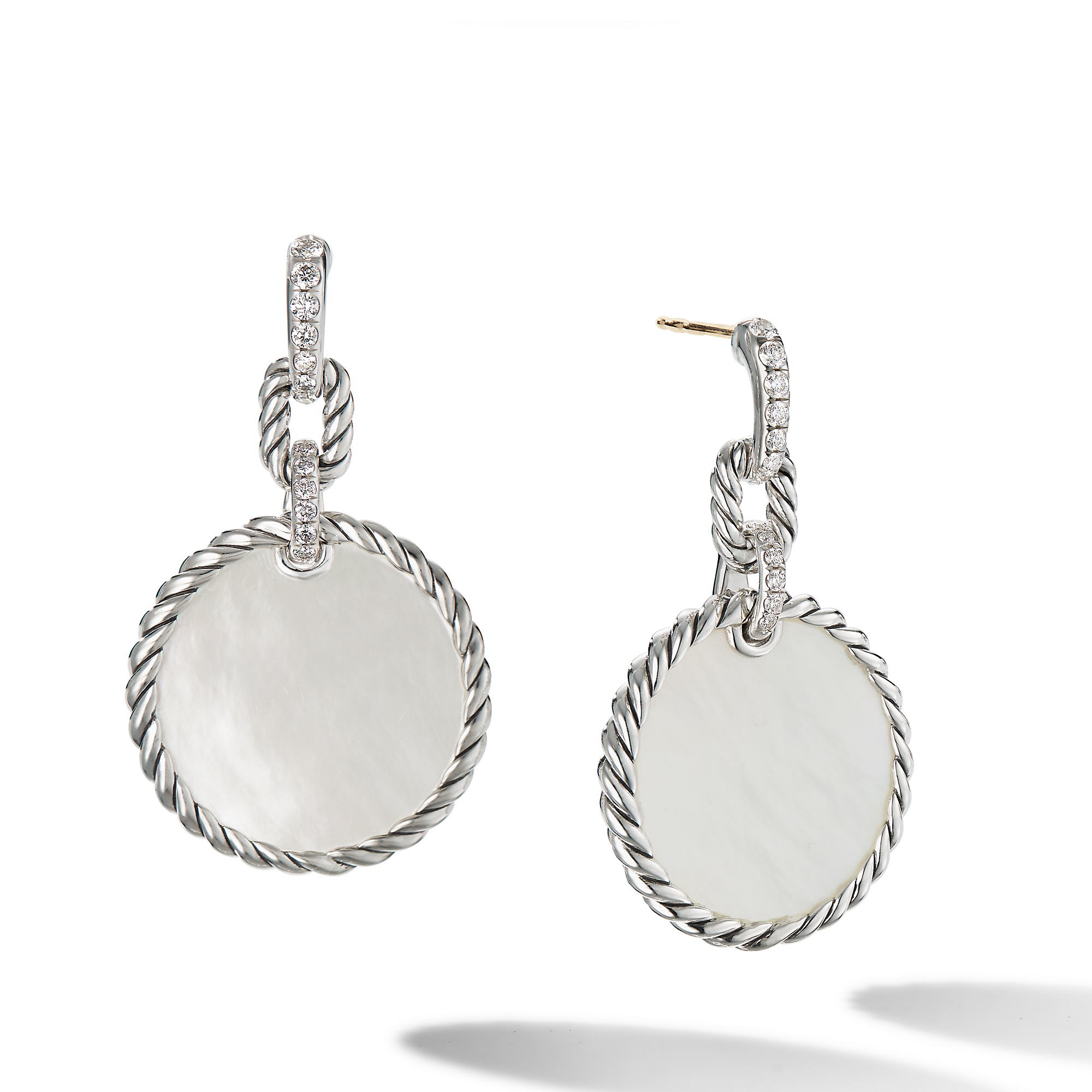 DY Elements® Convertible Drop Earrings in Sterling Silver with Mother of Pearl and Pave Diamonds