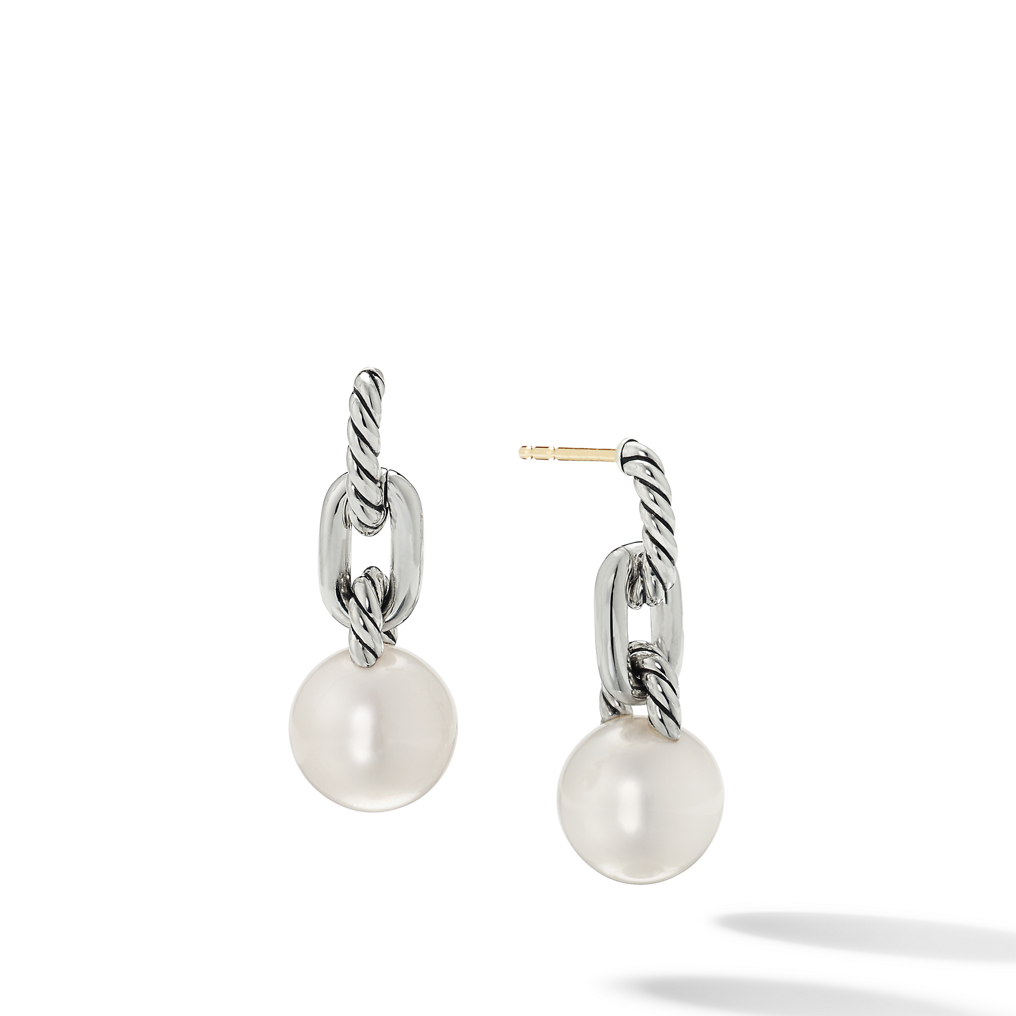 DY Madison® Pearl Chain Drop Earrings in Sterling Silver with Pearls, 27.8mm