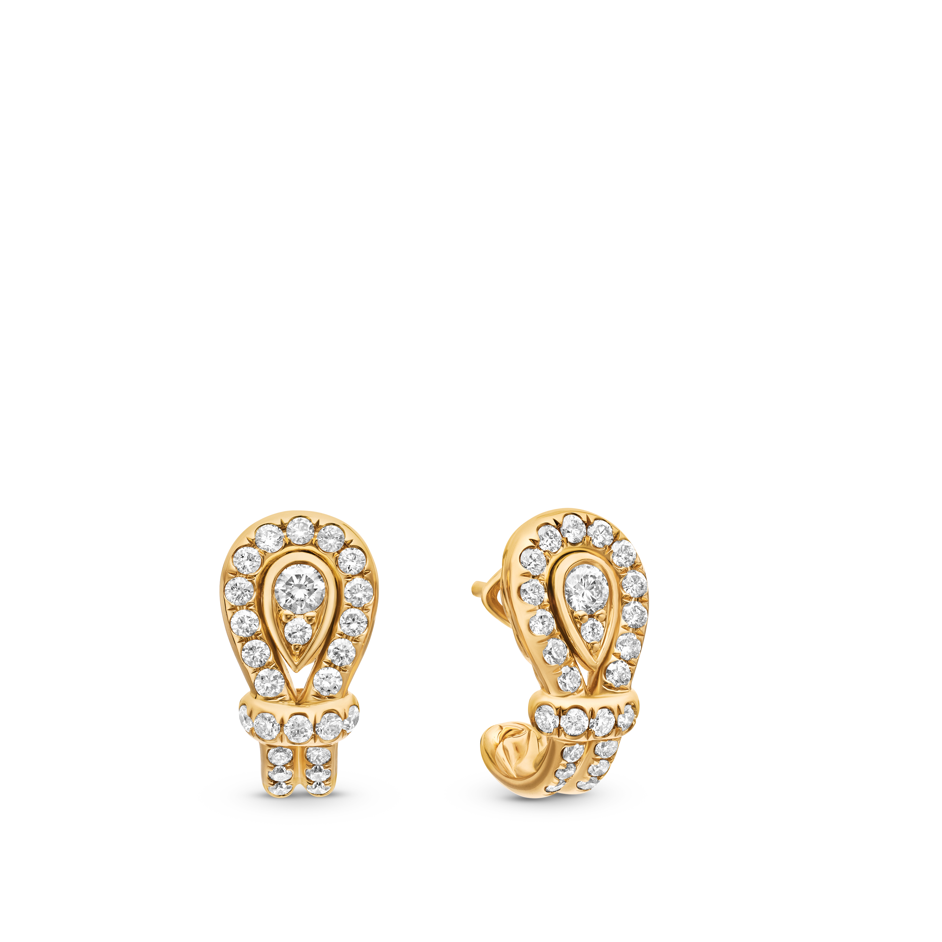 Thoroughbred Loop Huggie Hoop Earrings in 18K Yellow Gold with Diamonds, 14.5mm