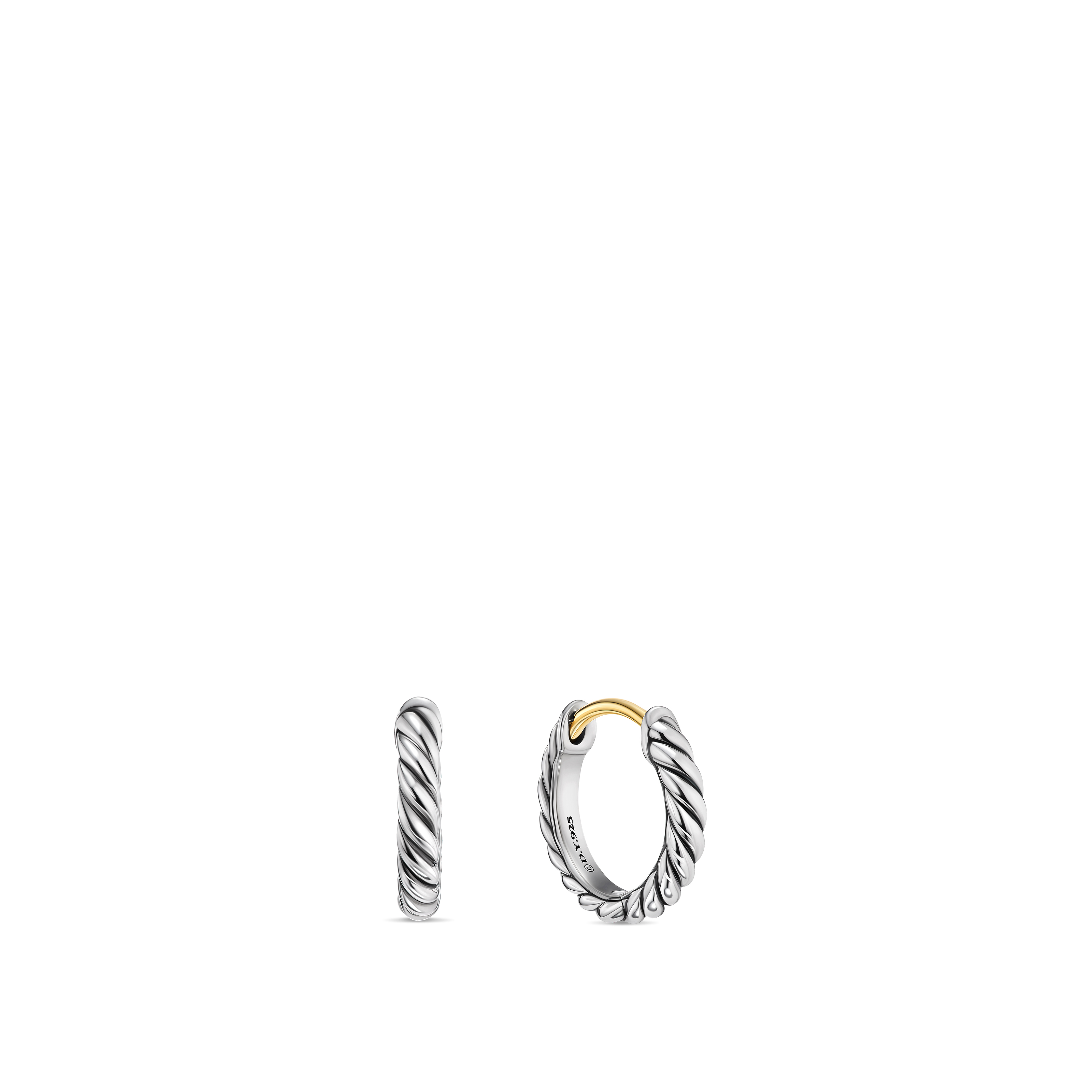 Sculpted Cable Micro Huggie Hoop Earrings in Sterling Silver, 10.7mm