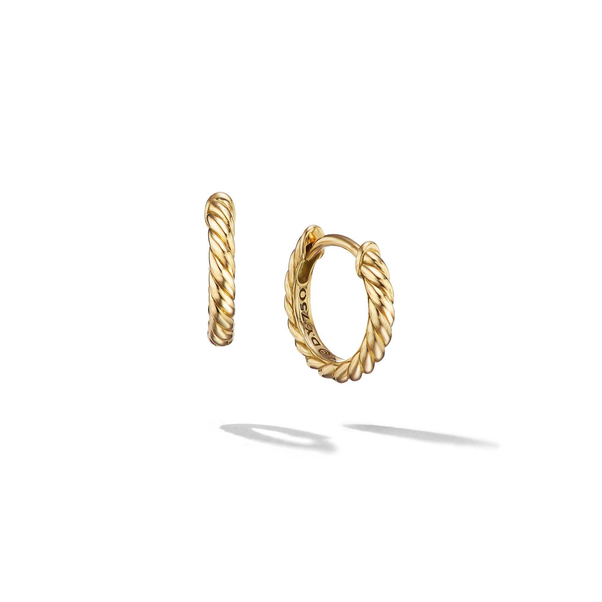 Sculpted Cable Micro Huggie Hoop Earrings in 18K Yellow Gold, 10.7mm