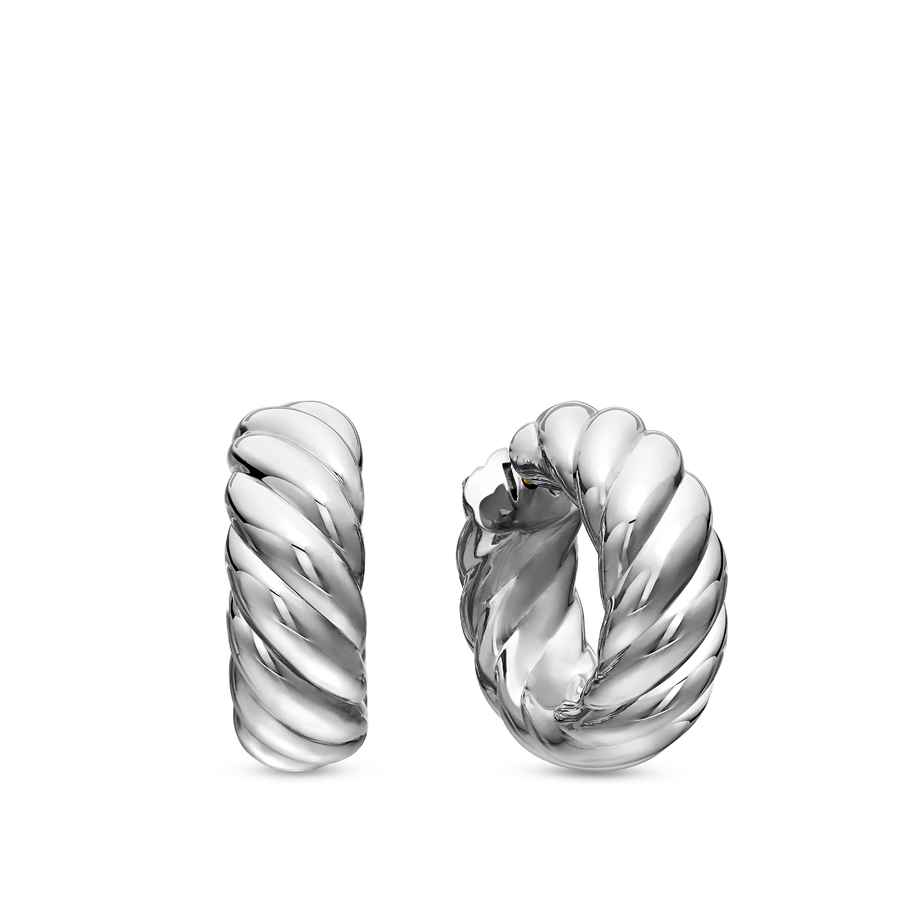 Sculpted Cable Hoop Earrings in Sterling Silver, 25mm