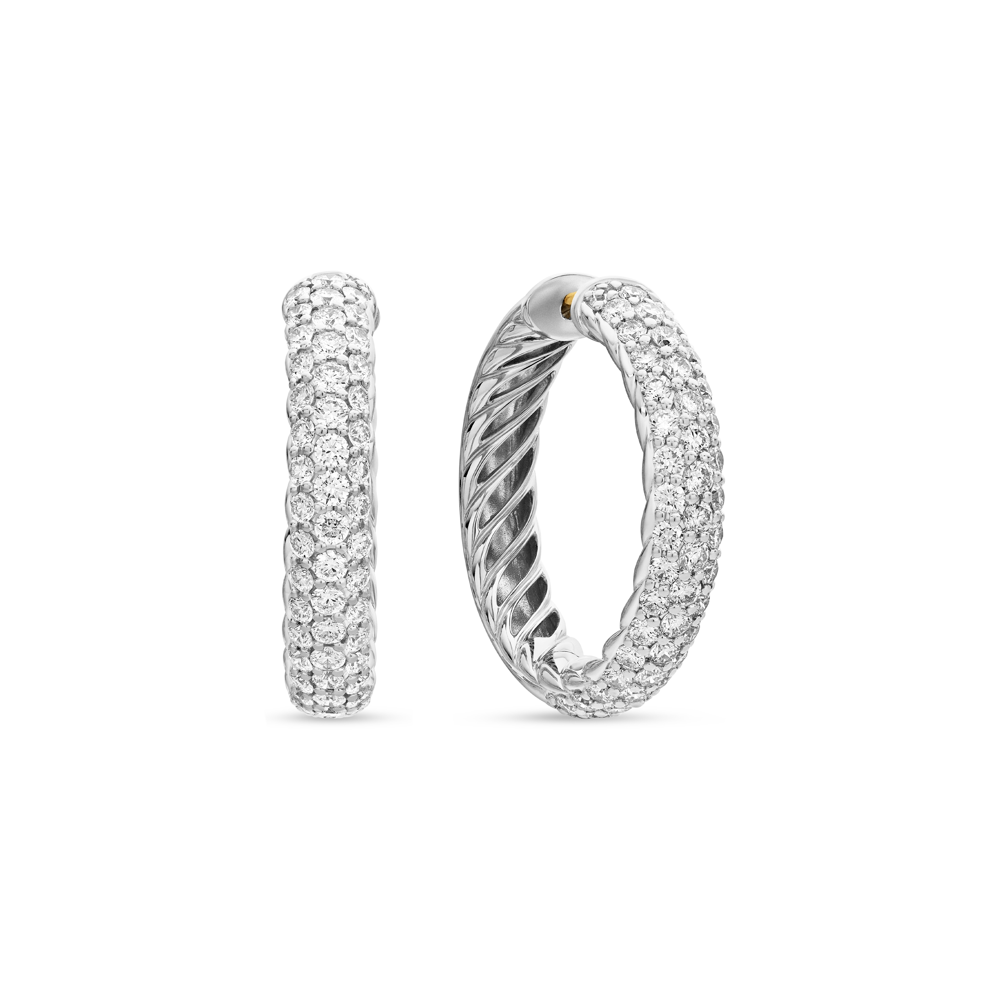 DY Mercer® Hoop Earrings in Sterling Silver with Diamonds, 25.4mm