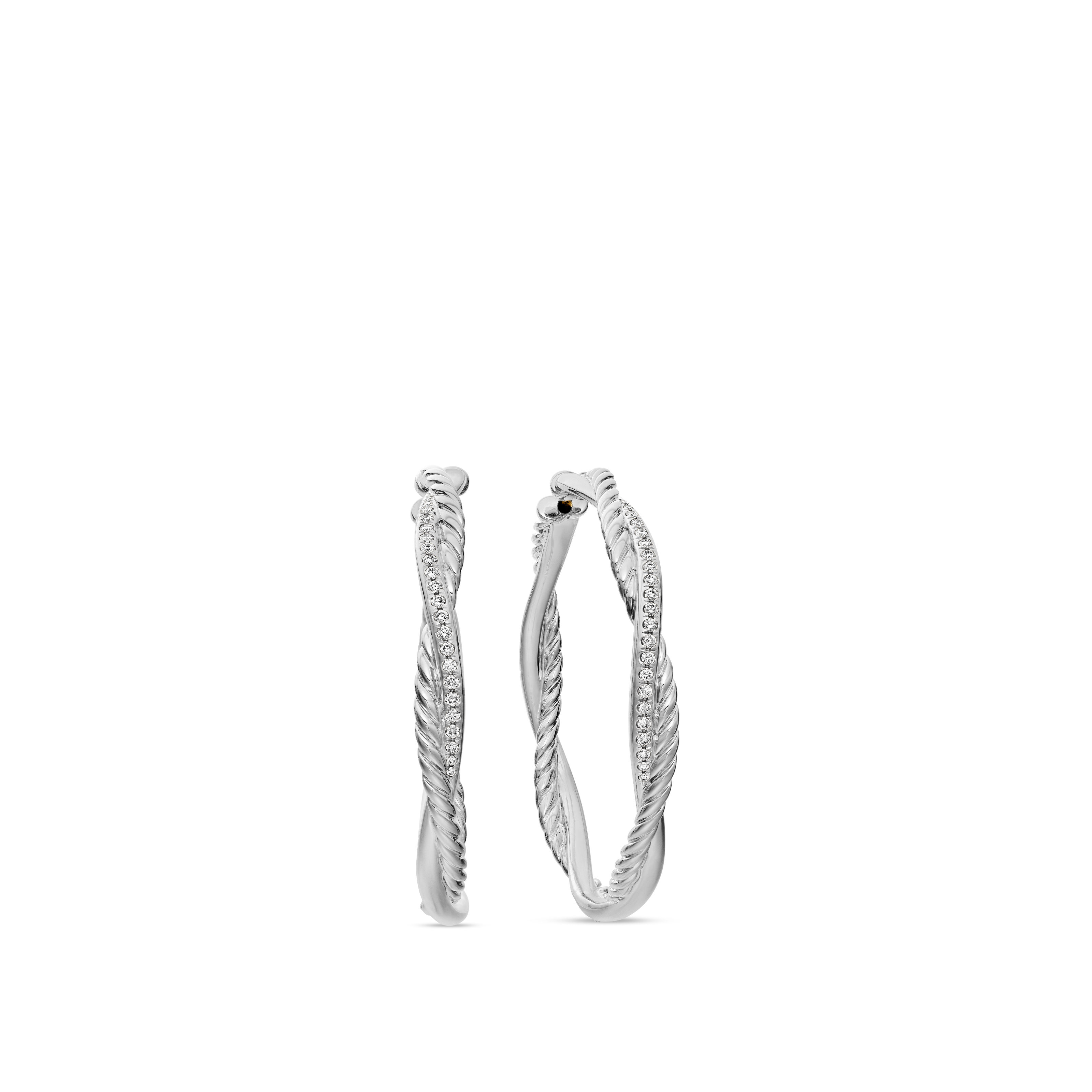 Infinity Hoop Earrings in Sterling Silver with Diamonds, 42mm