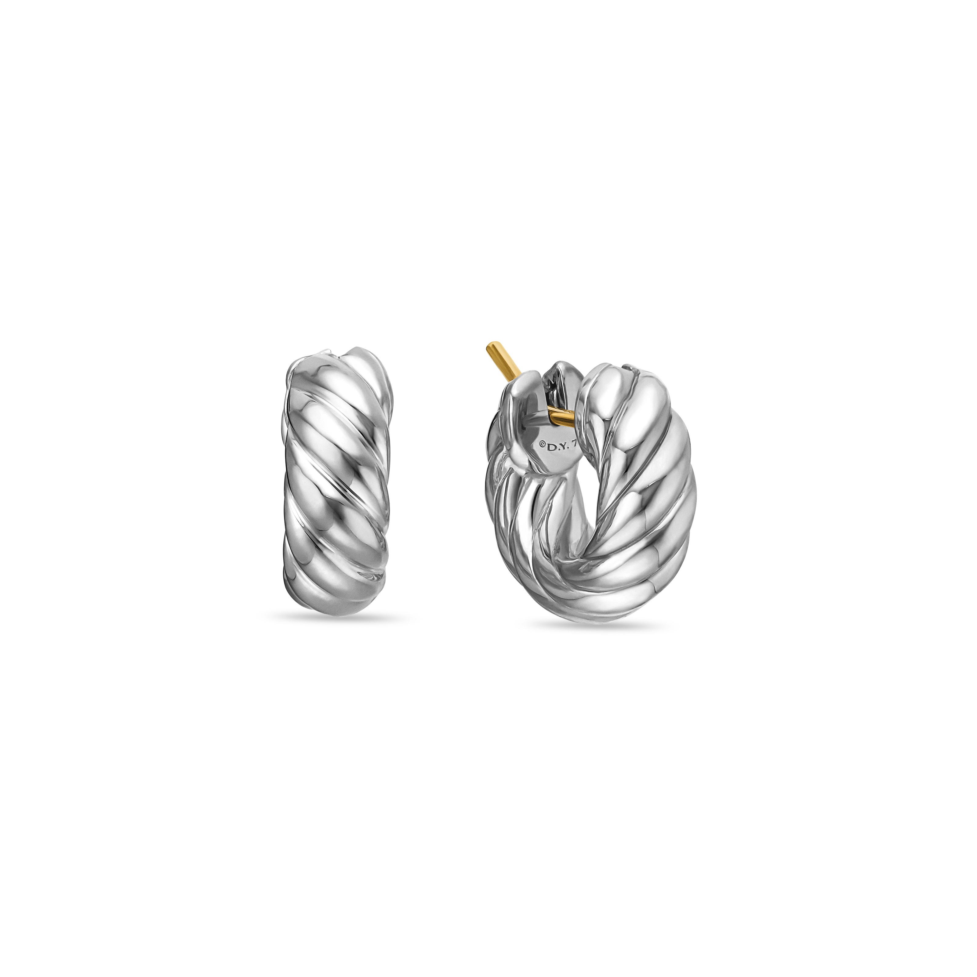 Sculpted Cable Hoop Earrings in Sterling Silver, 14.4mm