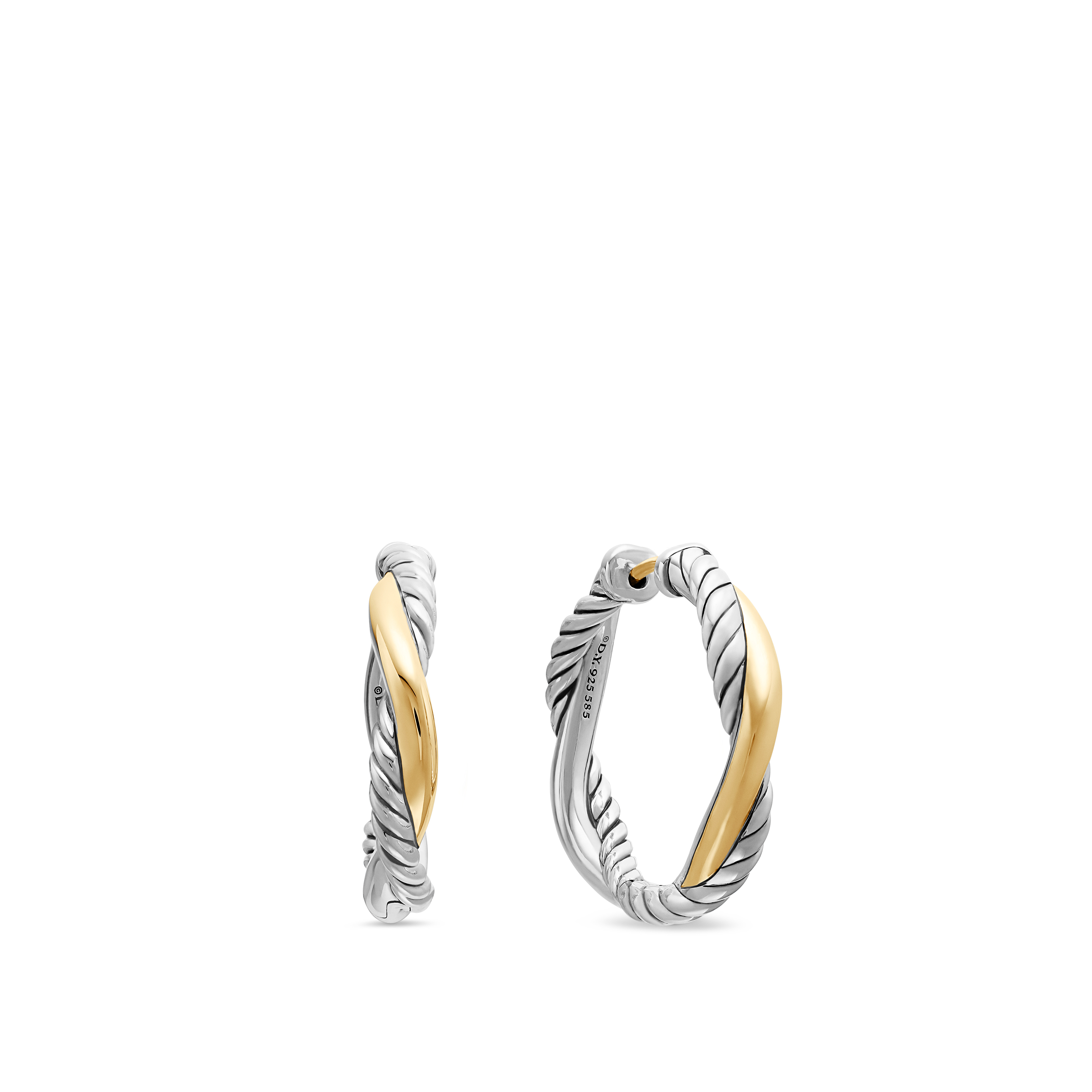 Petite Infinity Hoop Earrings in Sterling Silver with 14K Yellow Gold, 17.3mm