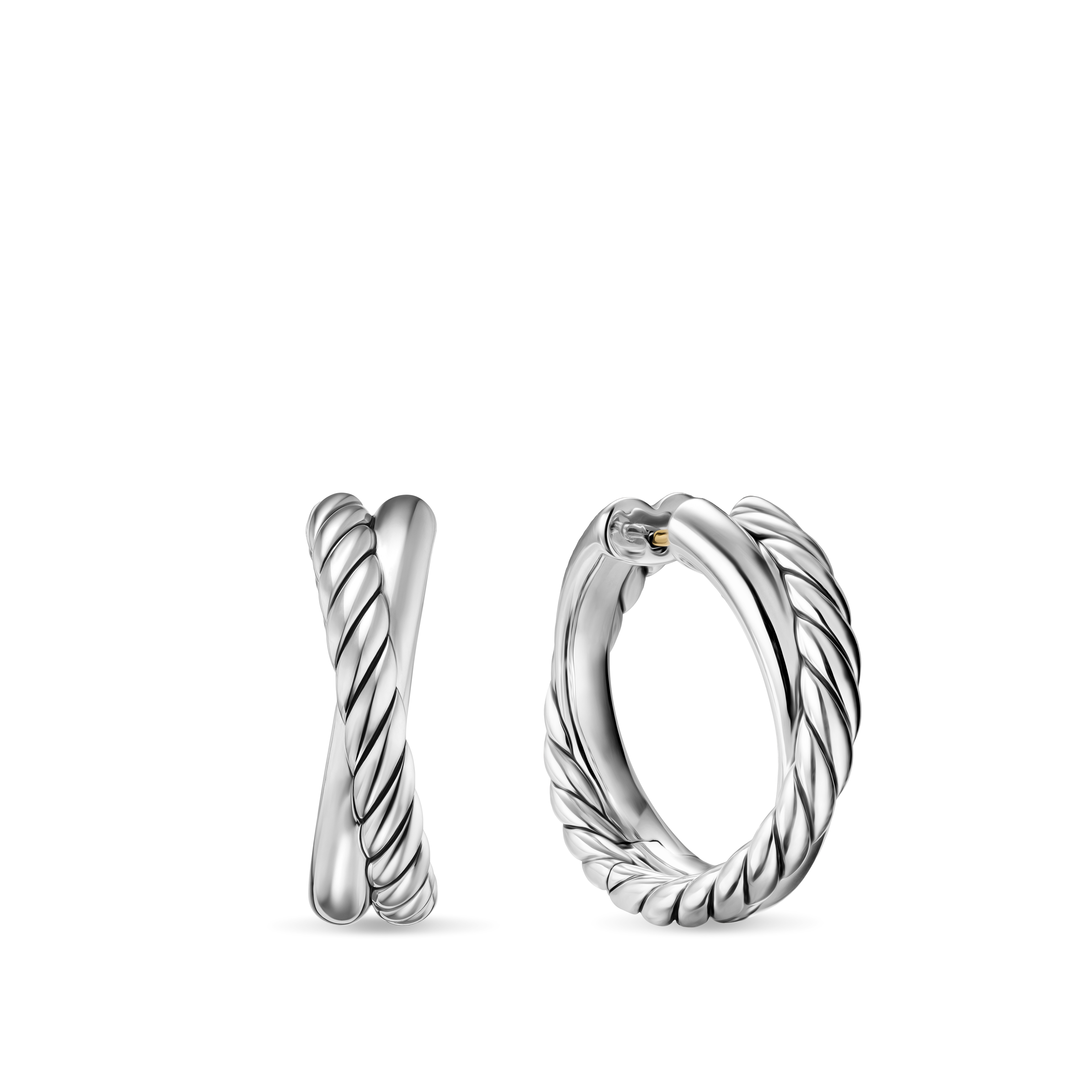 Crossover Hoop Earrings in Sterling Silver, 22.3mm