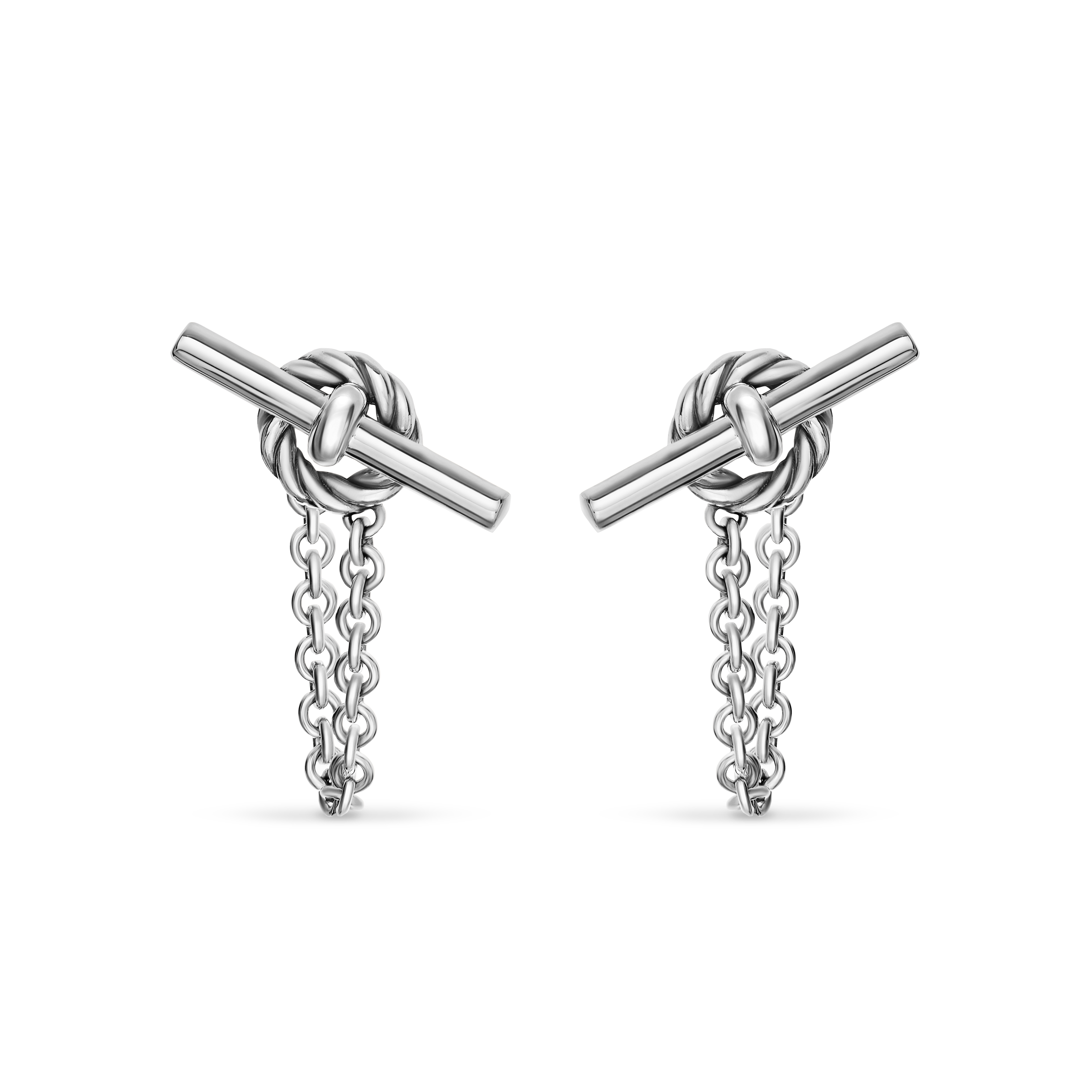 DY Mercer® Petite Toggle Chain Stud Earrings in Sterling Silver, 38.2mm