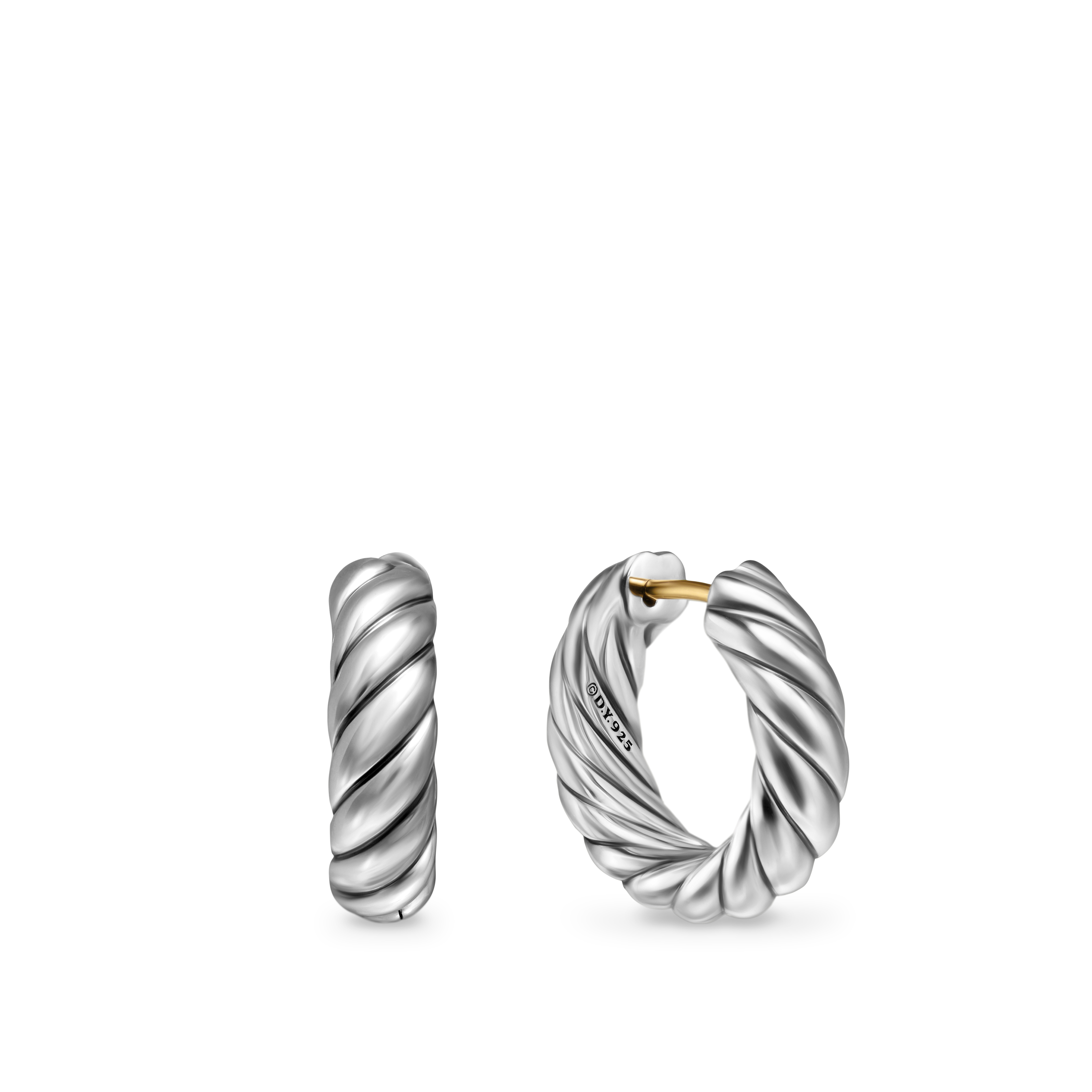 Sculpted Cable Hoop Earrings in Sterling Silver, 18.6mm