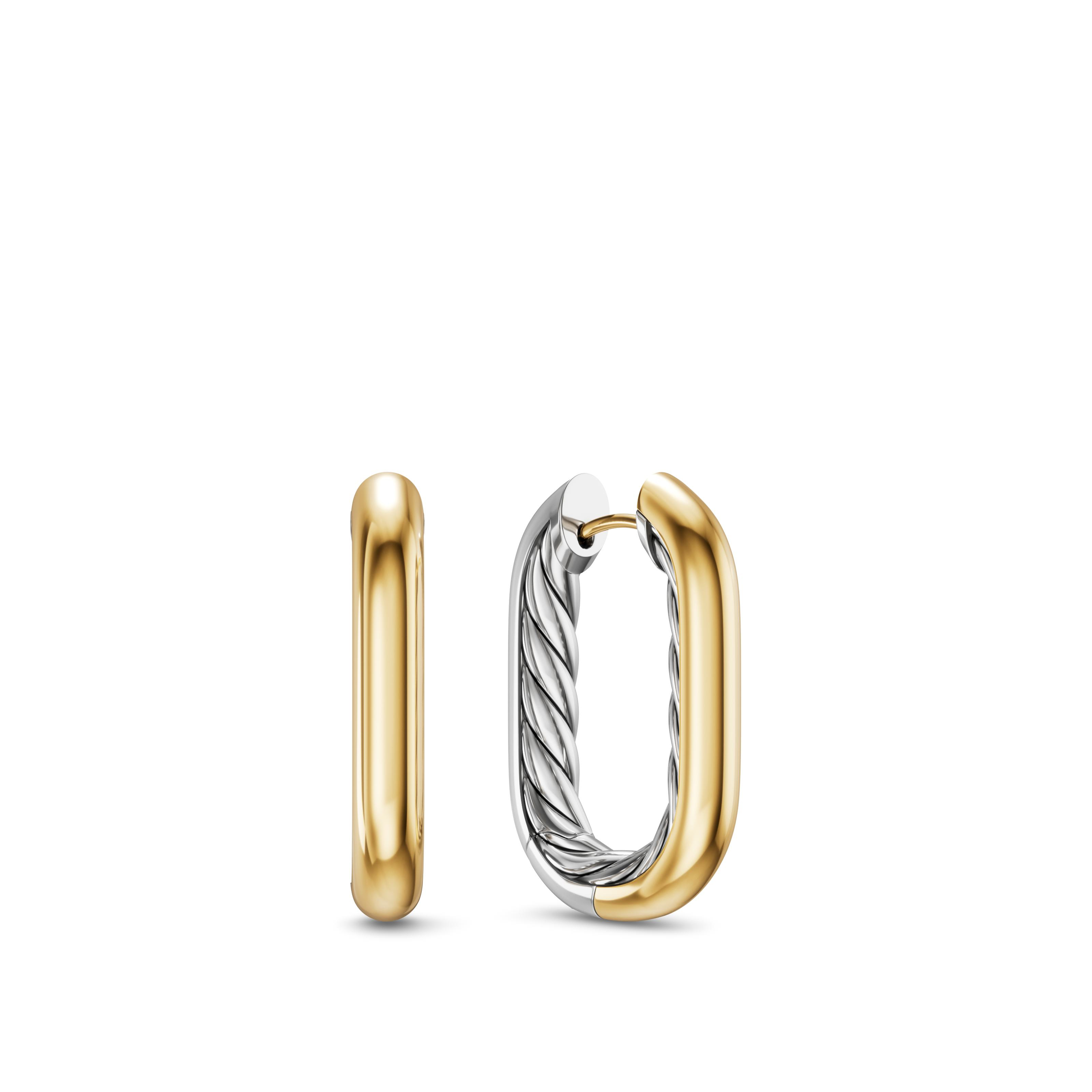 DY Madison® Smooth Hoop Earrings in Sterling Silver with 14K Yellow Gold, 24.3mm